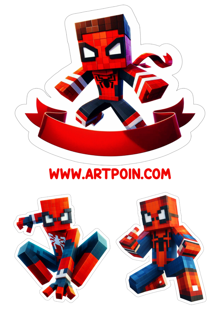 Topo De Bolo Para Imprimir Anivers Rio Infantil Minecraft Homem Aranha Png