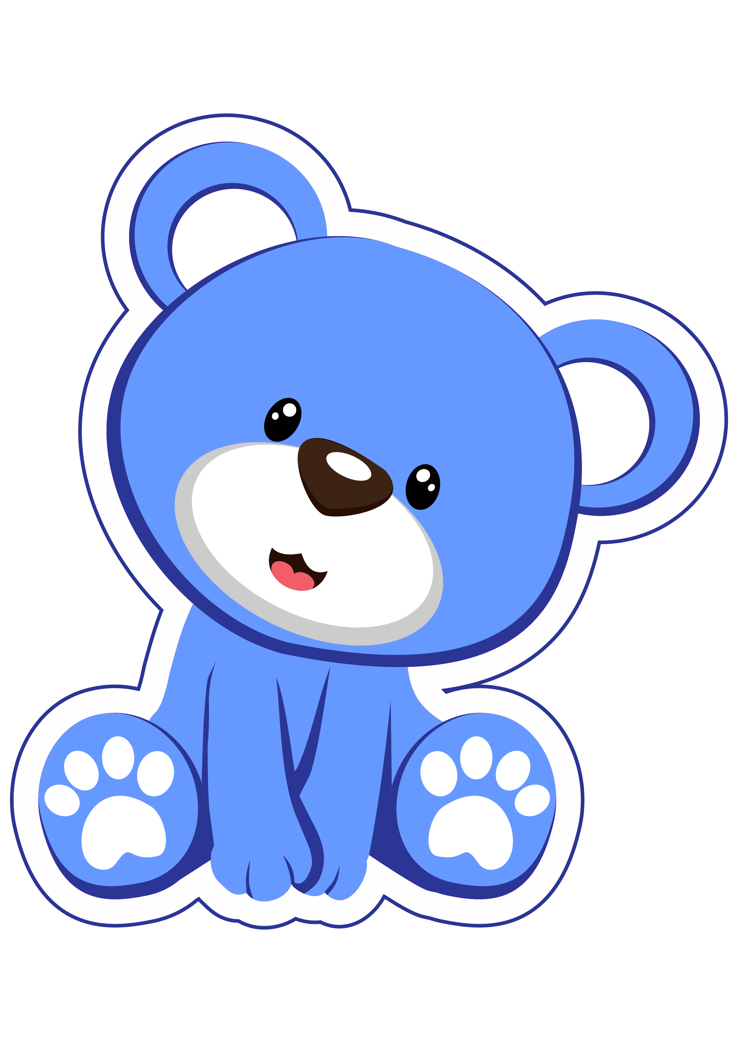 Ursinho azul para personalização png