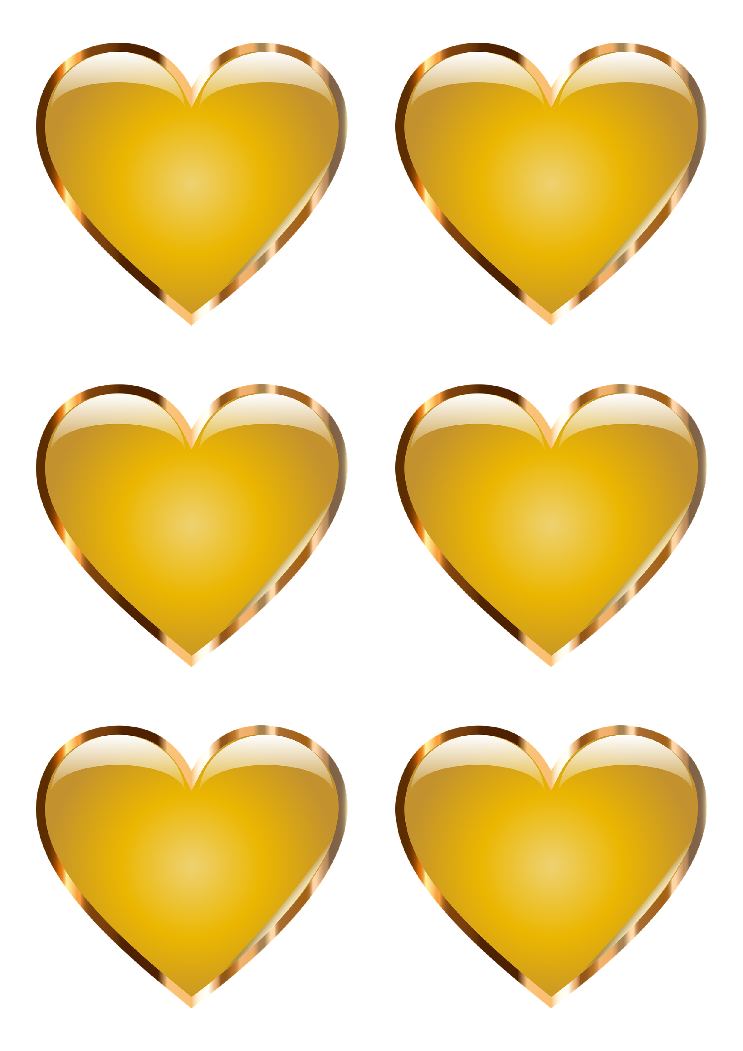 Corações dourados decorativos png