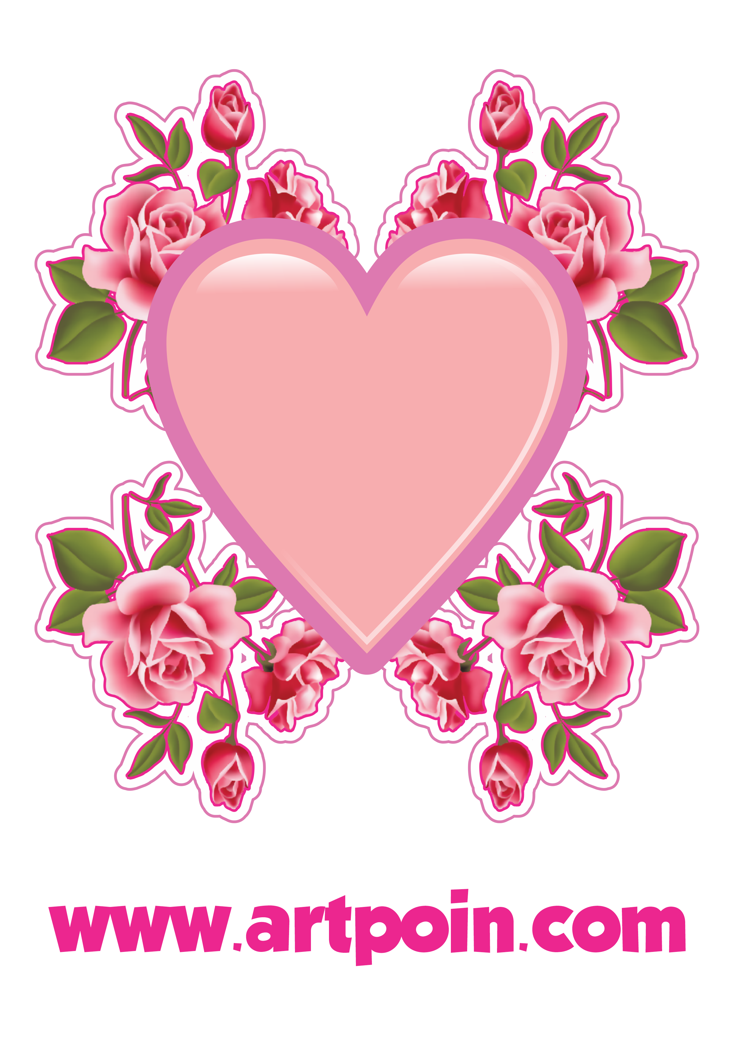 coração decorado com flores png