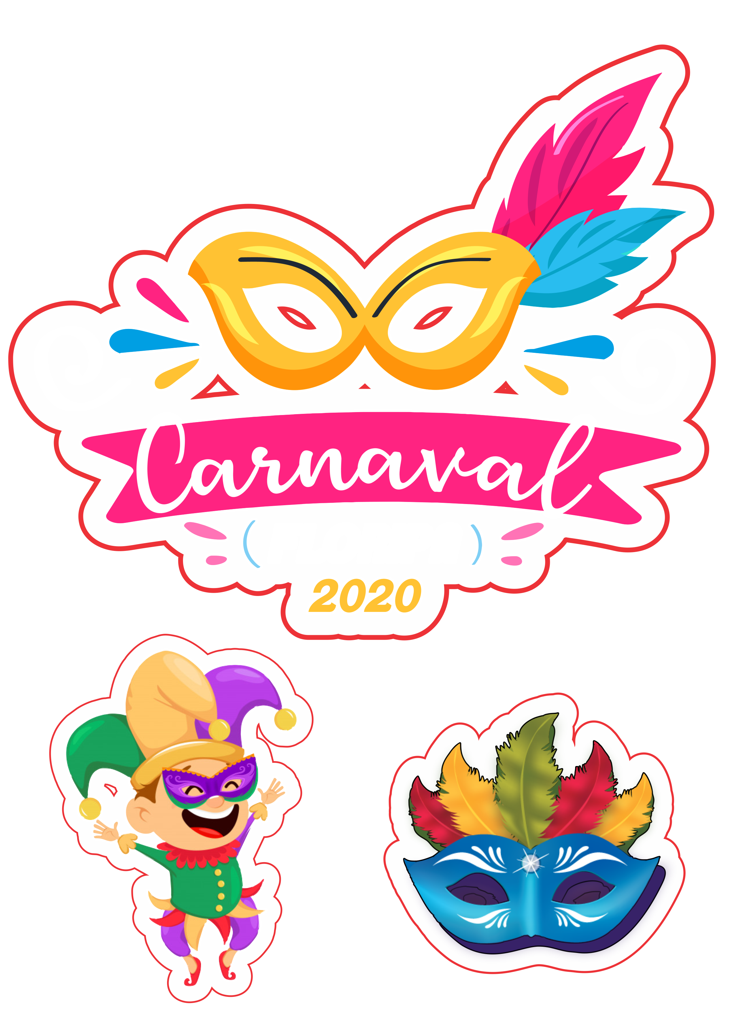 Carnaval 2020 topo de bolo png