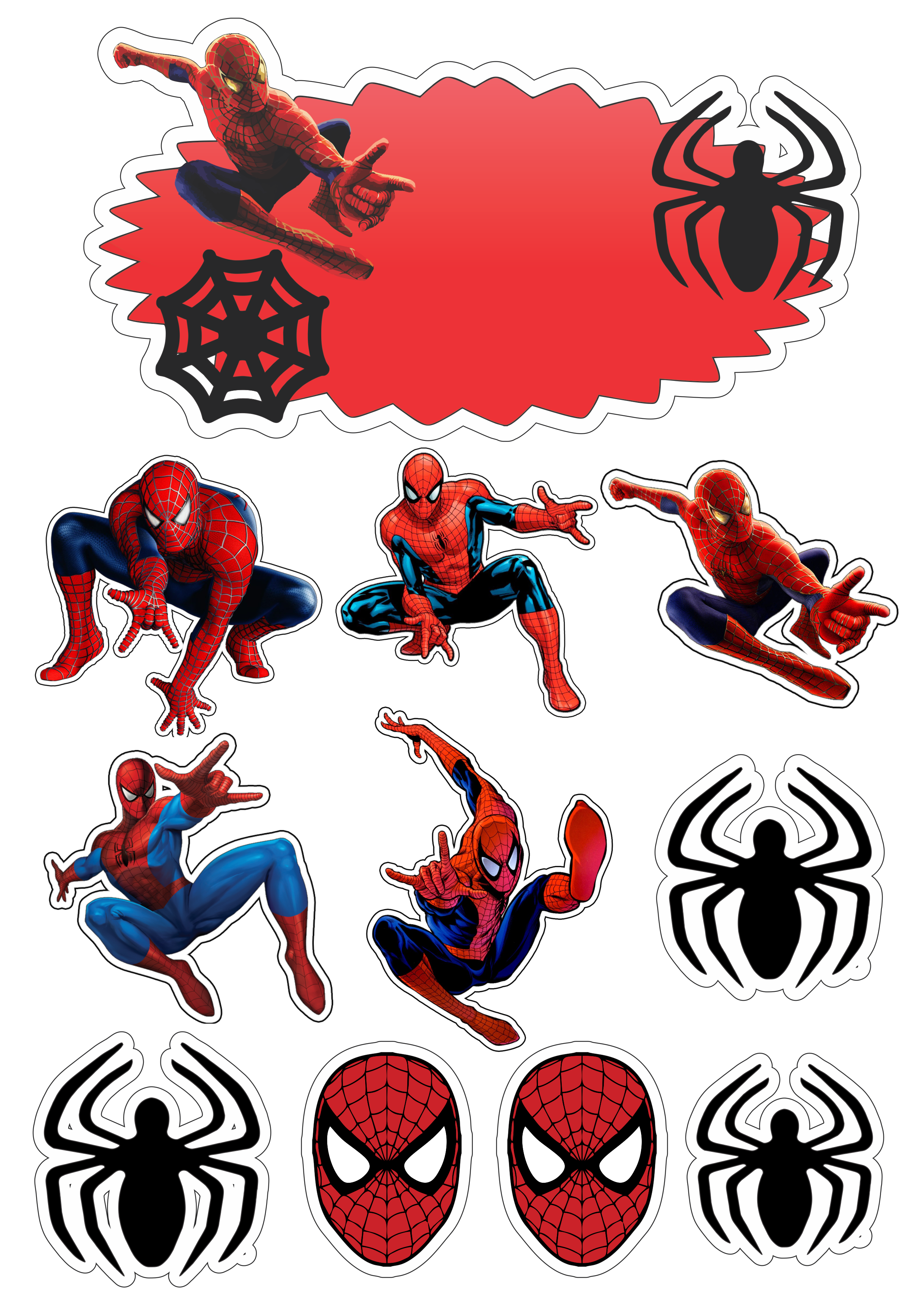 Topo de Bolo Homem Aranha Para Imprimir PNG