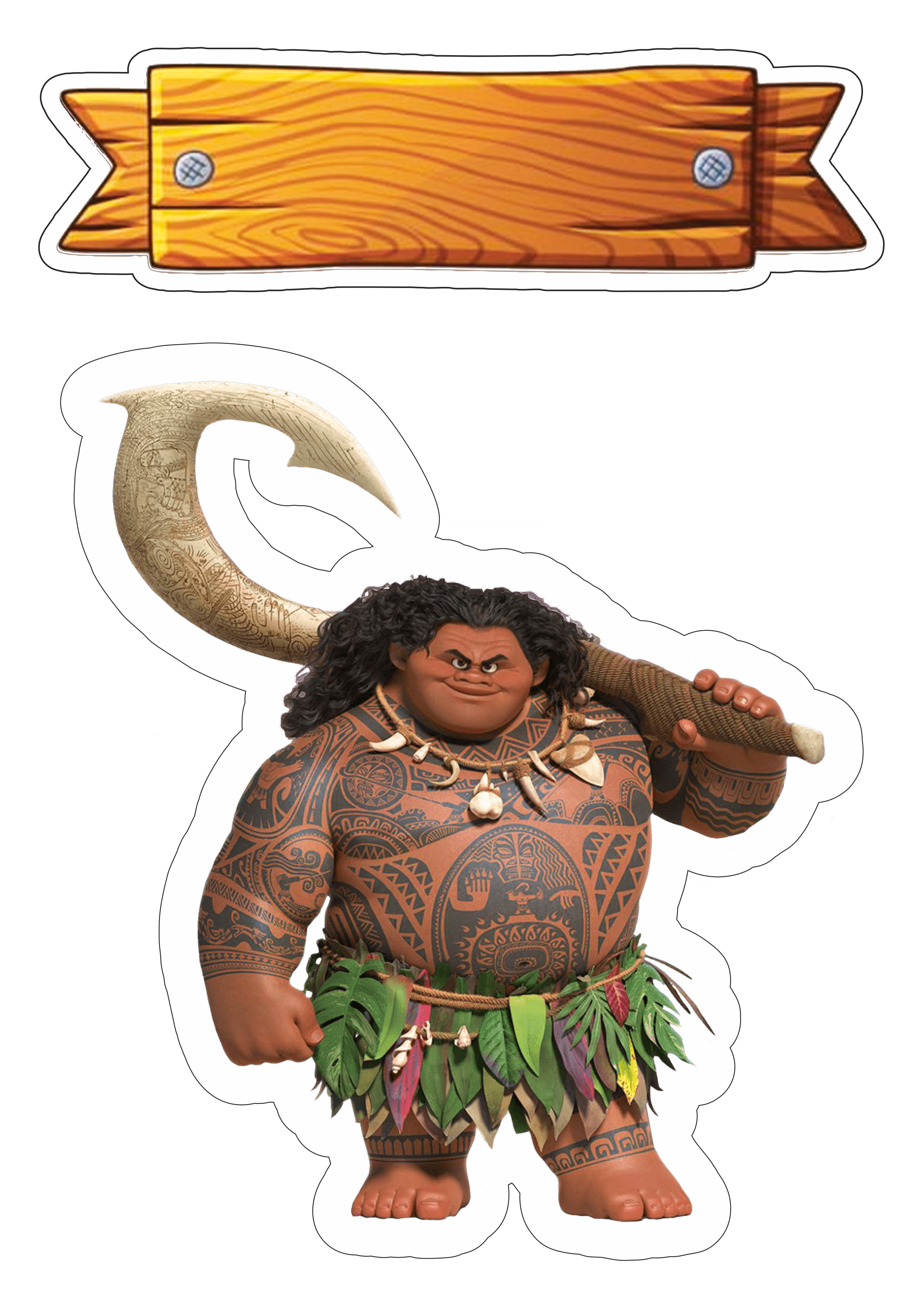 Moana Maui decoração topo de bolo totem e centro de mesa png