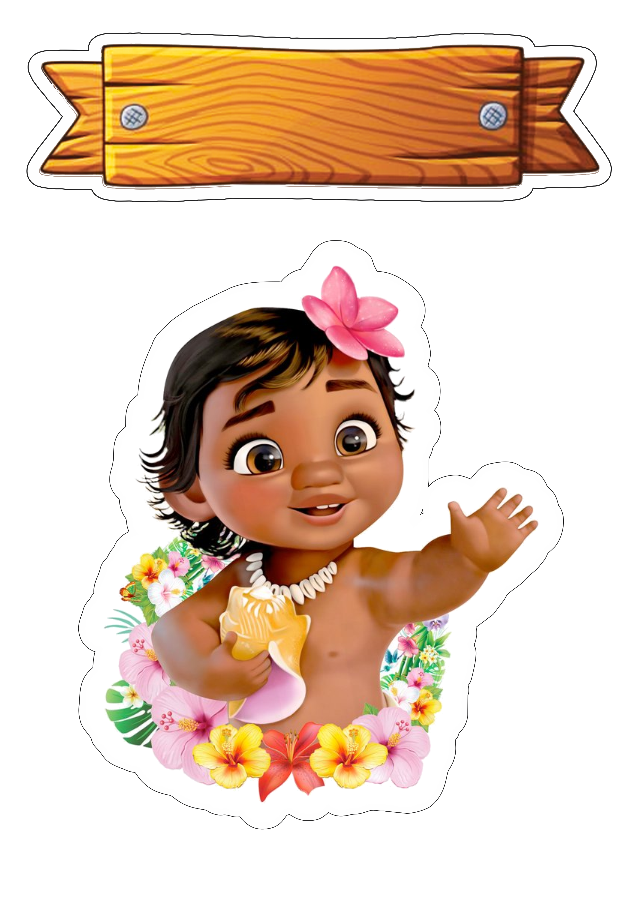 Baby moana decoração topo de bolo centro de mesa totem png