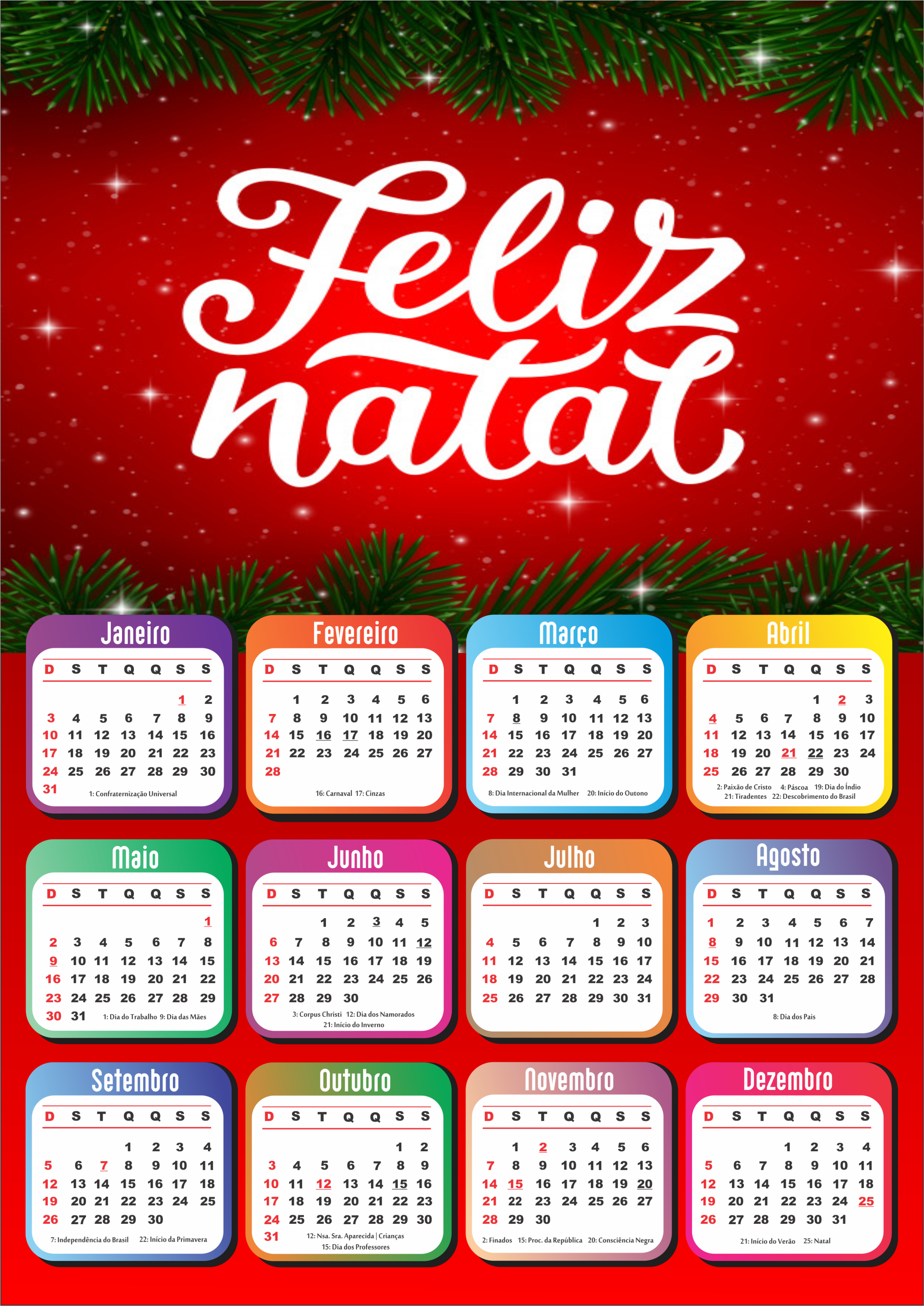 Calendário feliz natal 2021