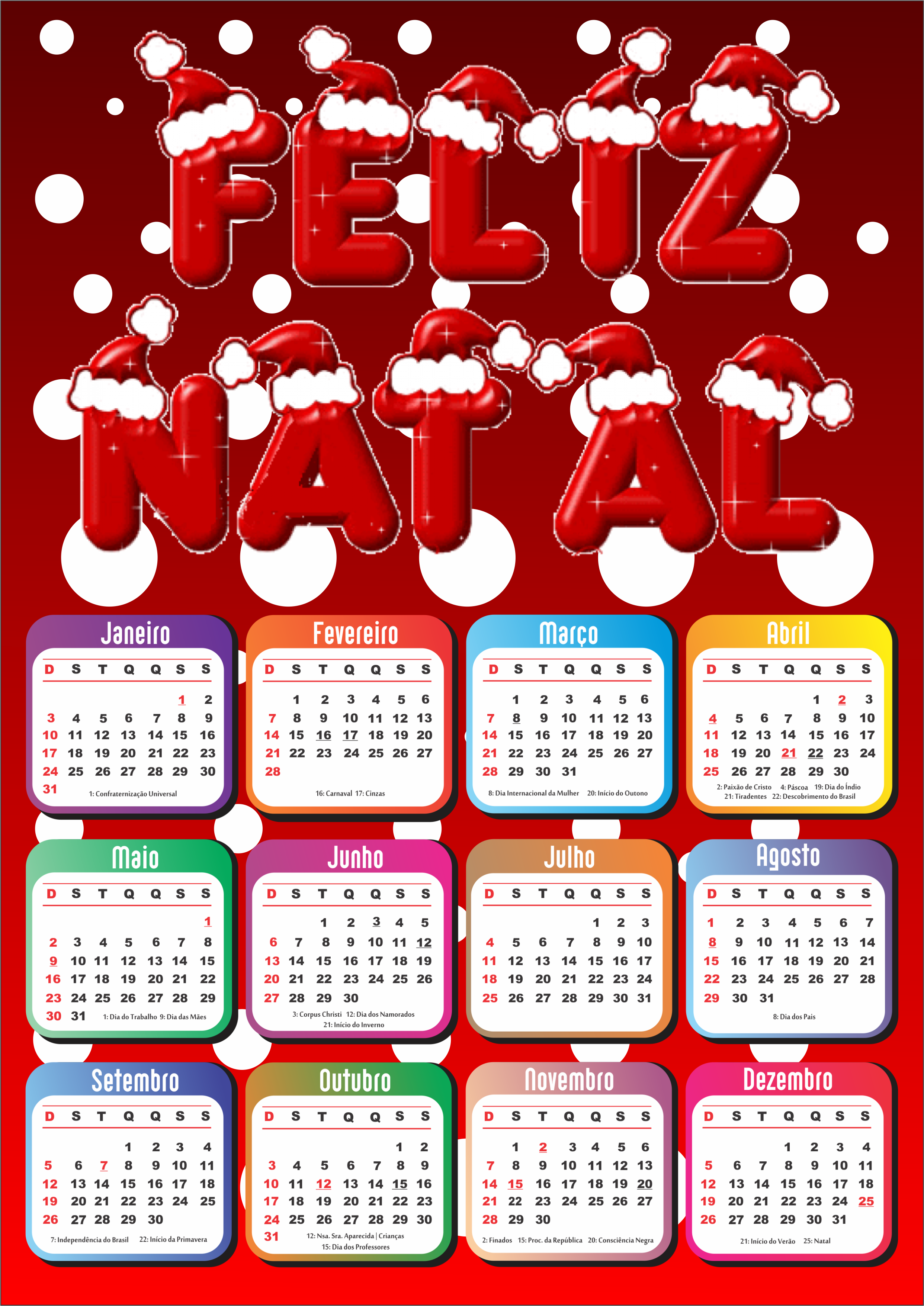 Calendário personalizado Natal 2021