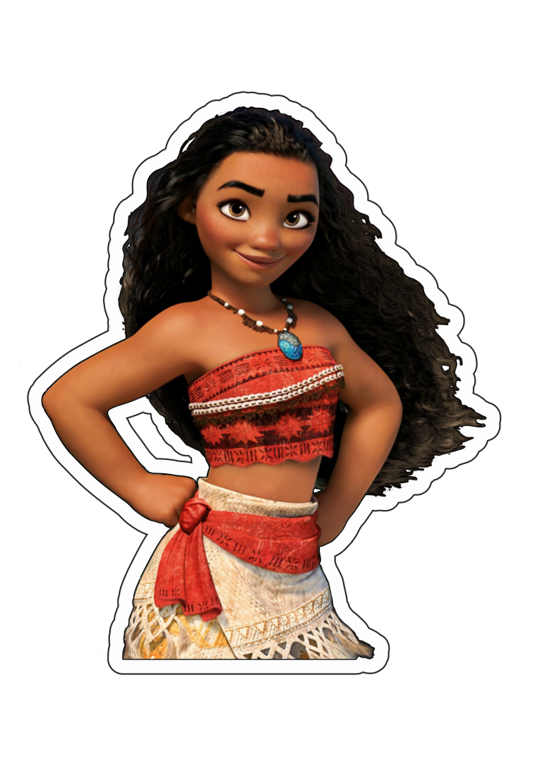 Moana clip art linda imagem com contorno e sem fundo editável png