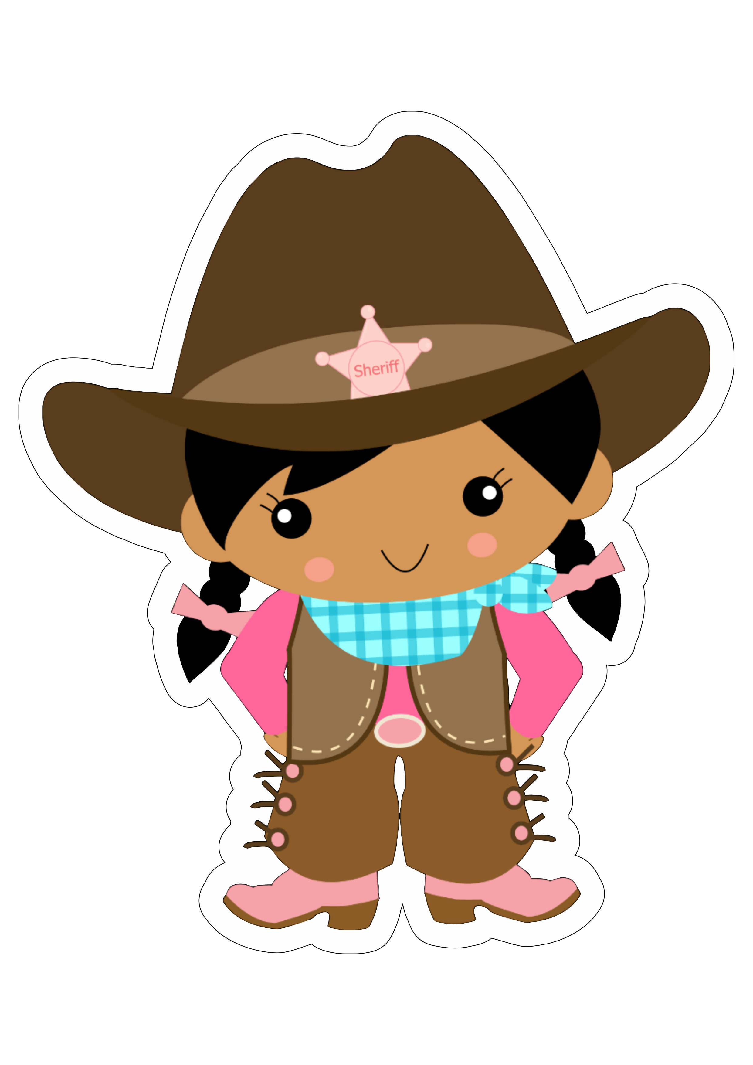 Menina cowgirl rosa desenho infantil festa junina png