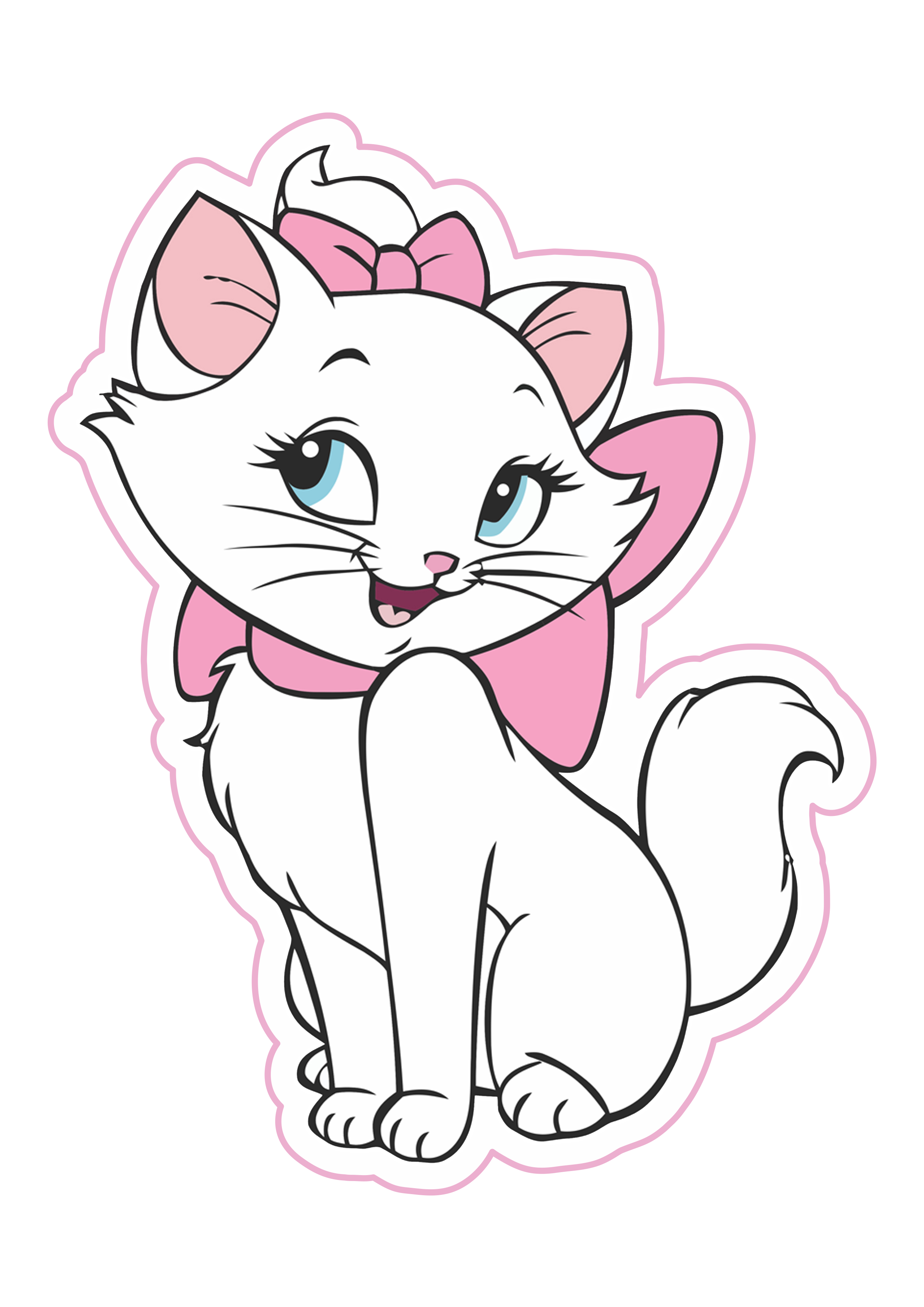 Linda imagem Gatinha Marie com contorno rosa png