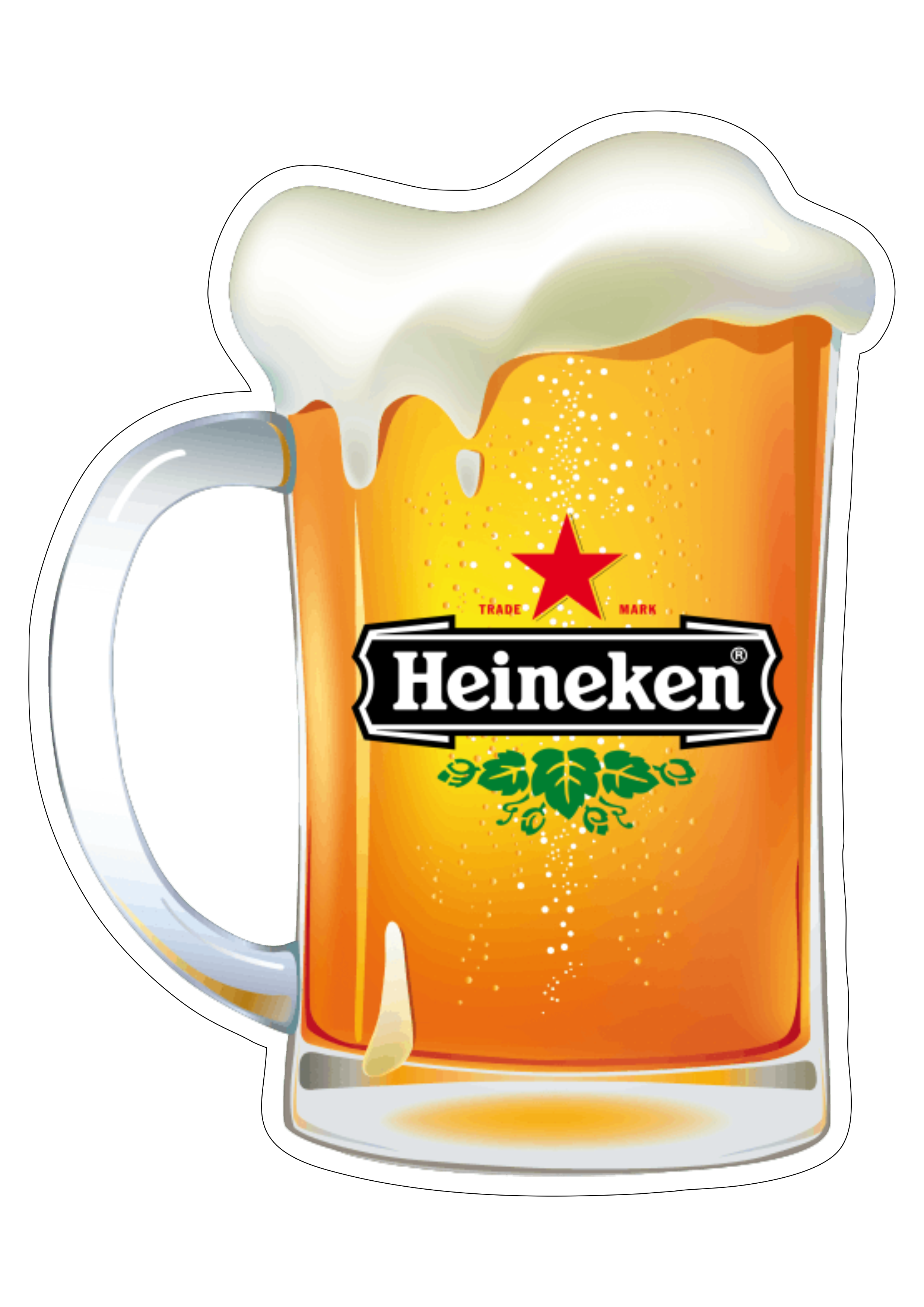 Caneca de cerveja Heineken sem fundo com contorno png