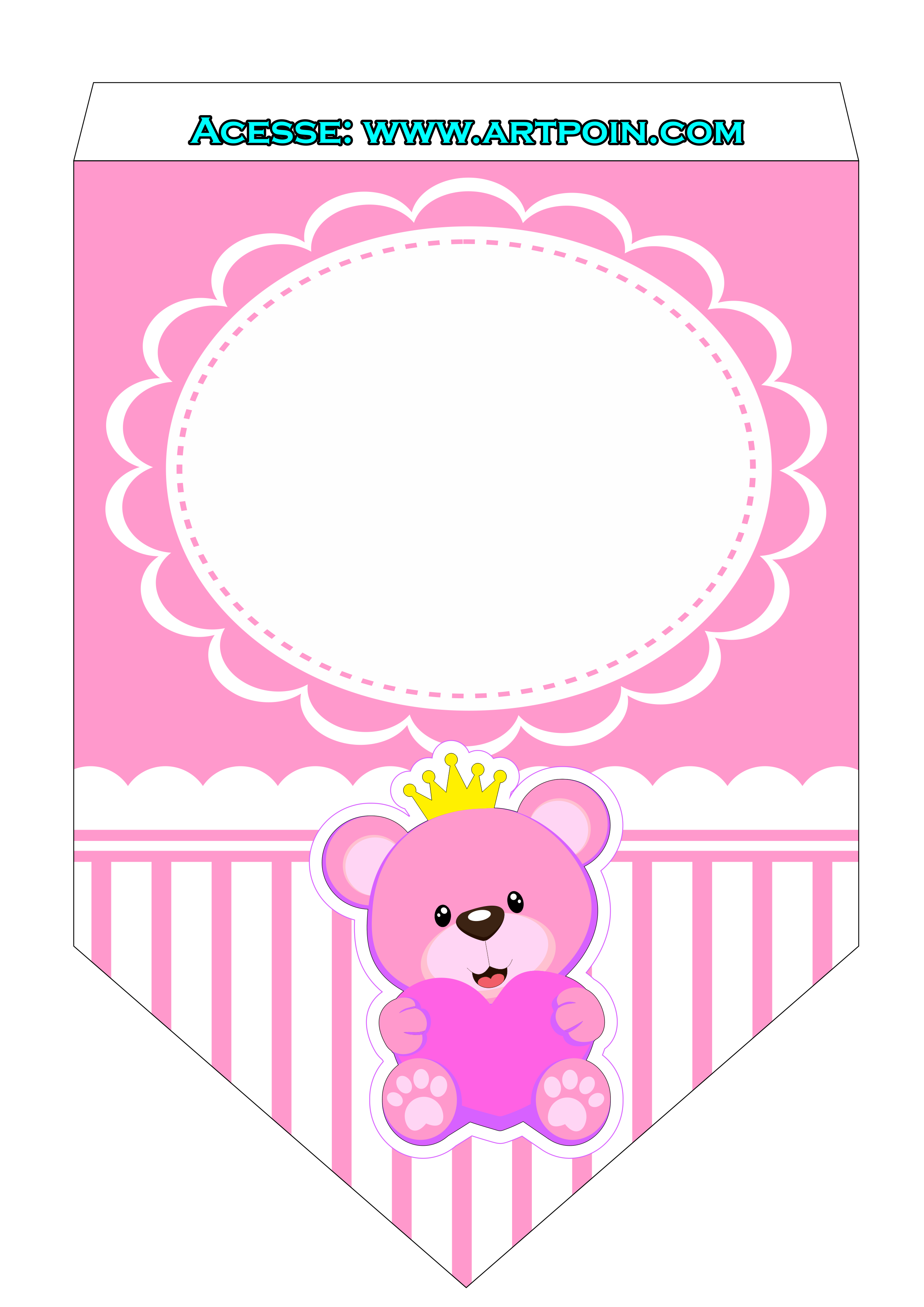 Bandeirinha rosa ursinha modelo decoração de cenários png