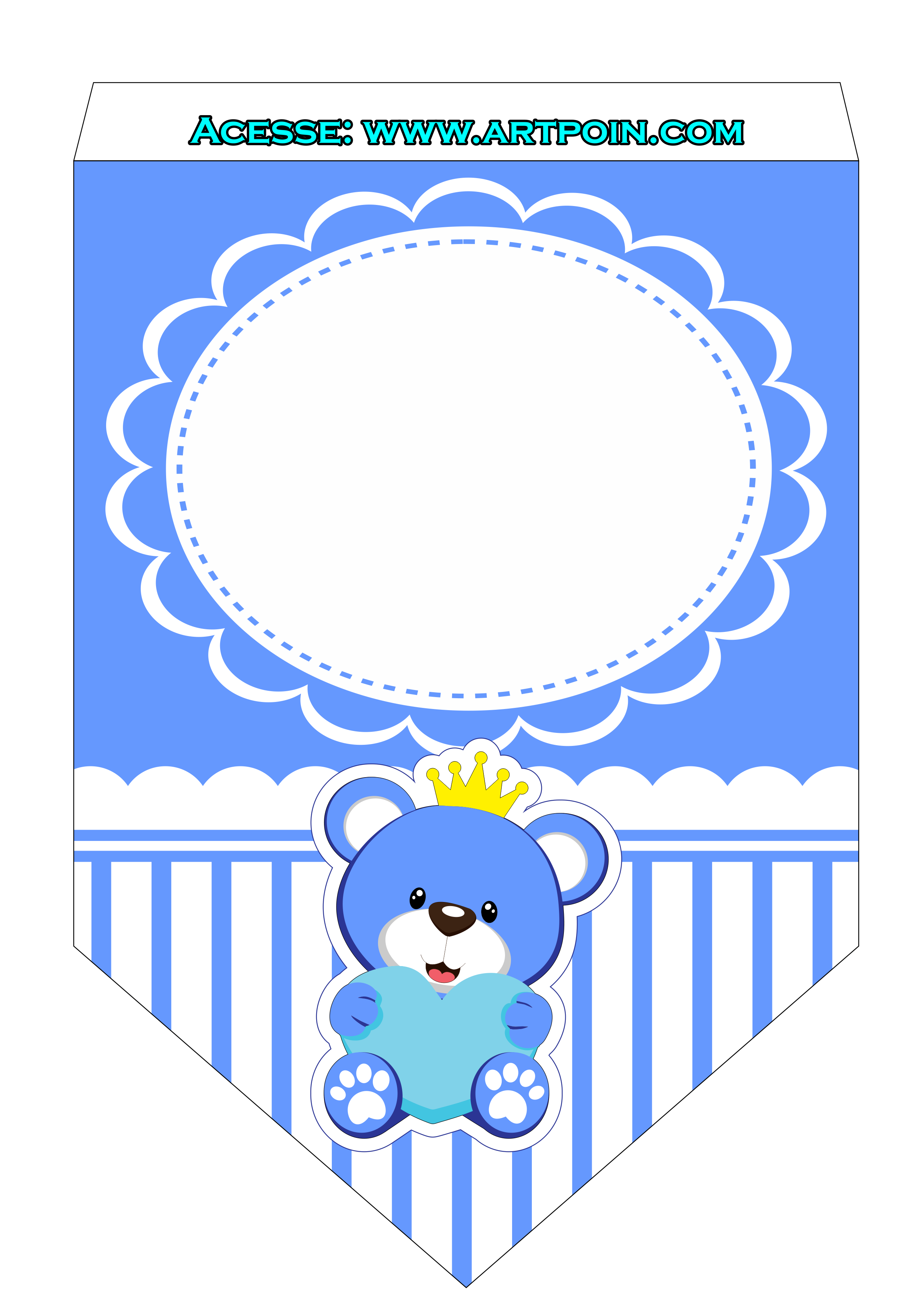 Bandeirinha azul ursinho modelo decoração de cenários png