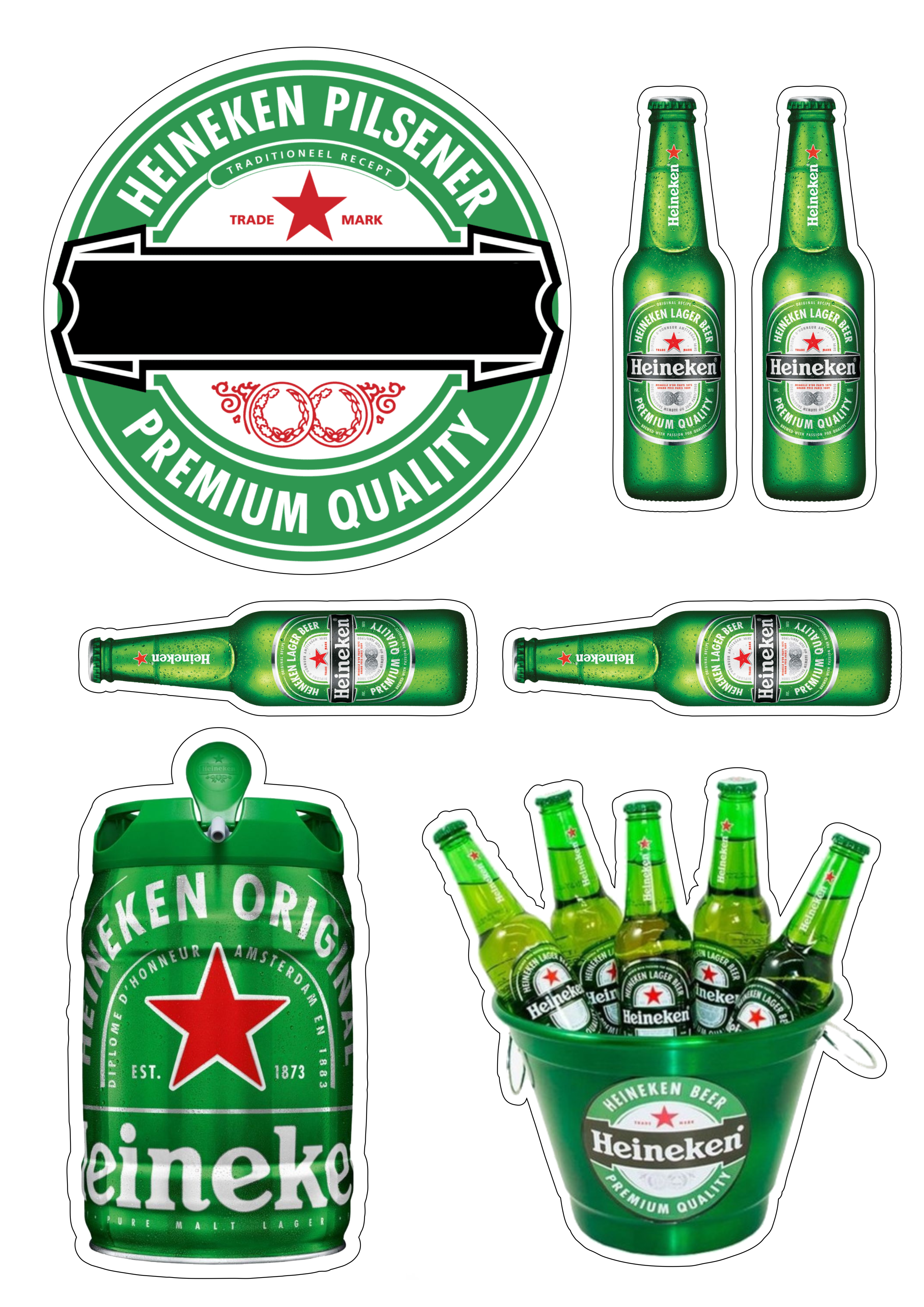 Topo de bolo decoração tema de boteco Heineken png