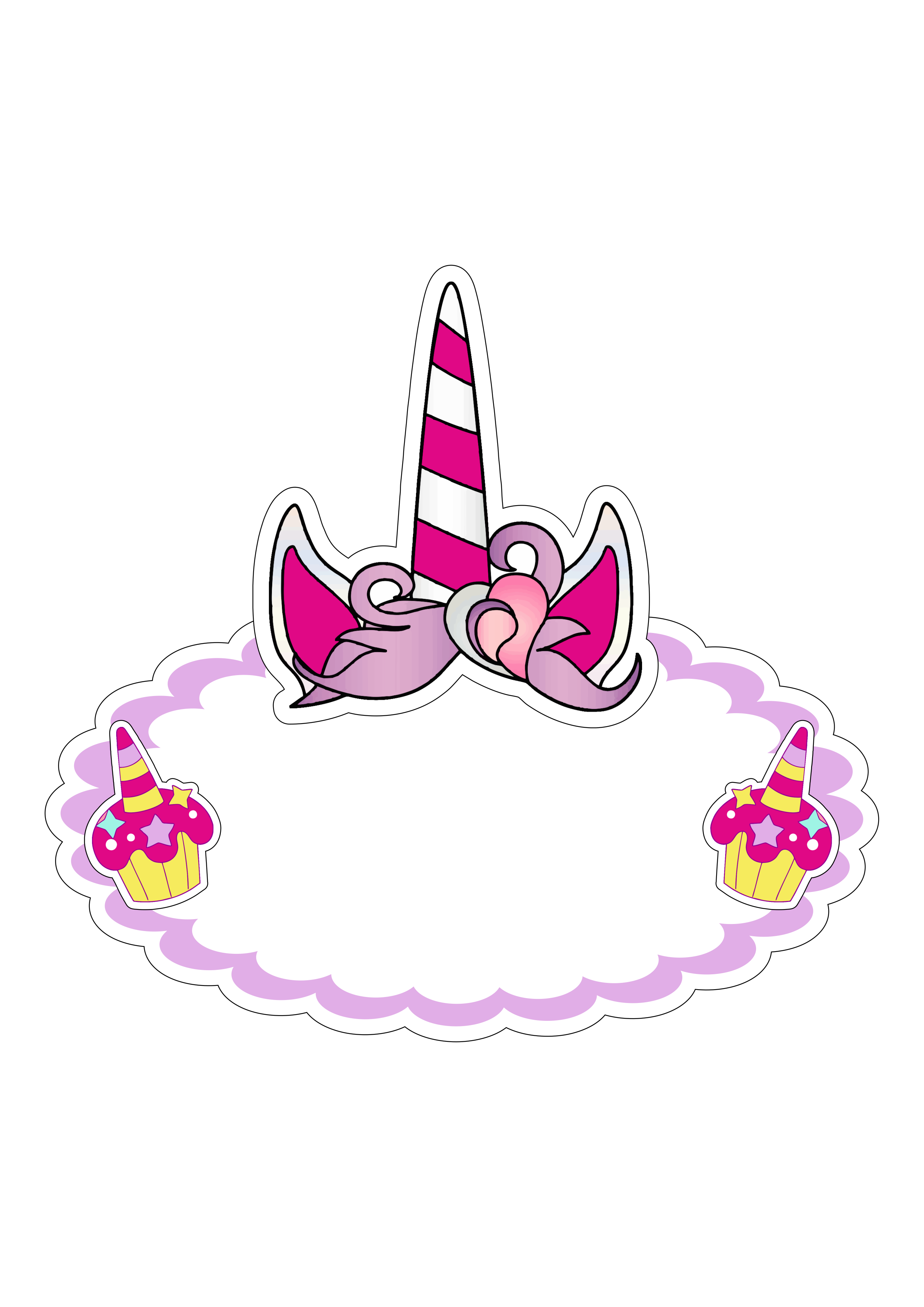 Unicornio faixa plaquinha decorativa para festas de aniversário png