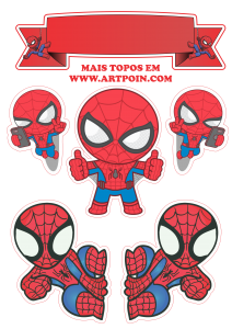 Adesivos redondos spider man chibi png