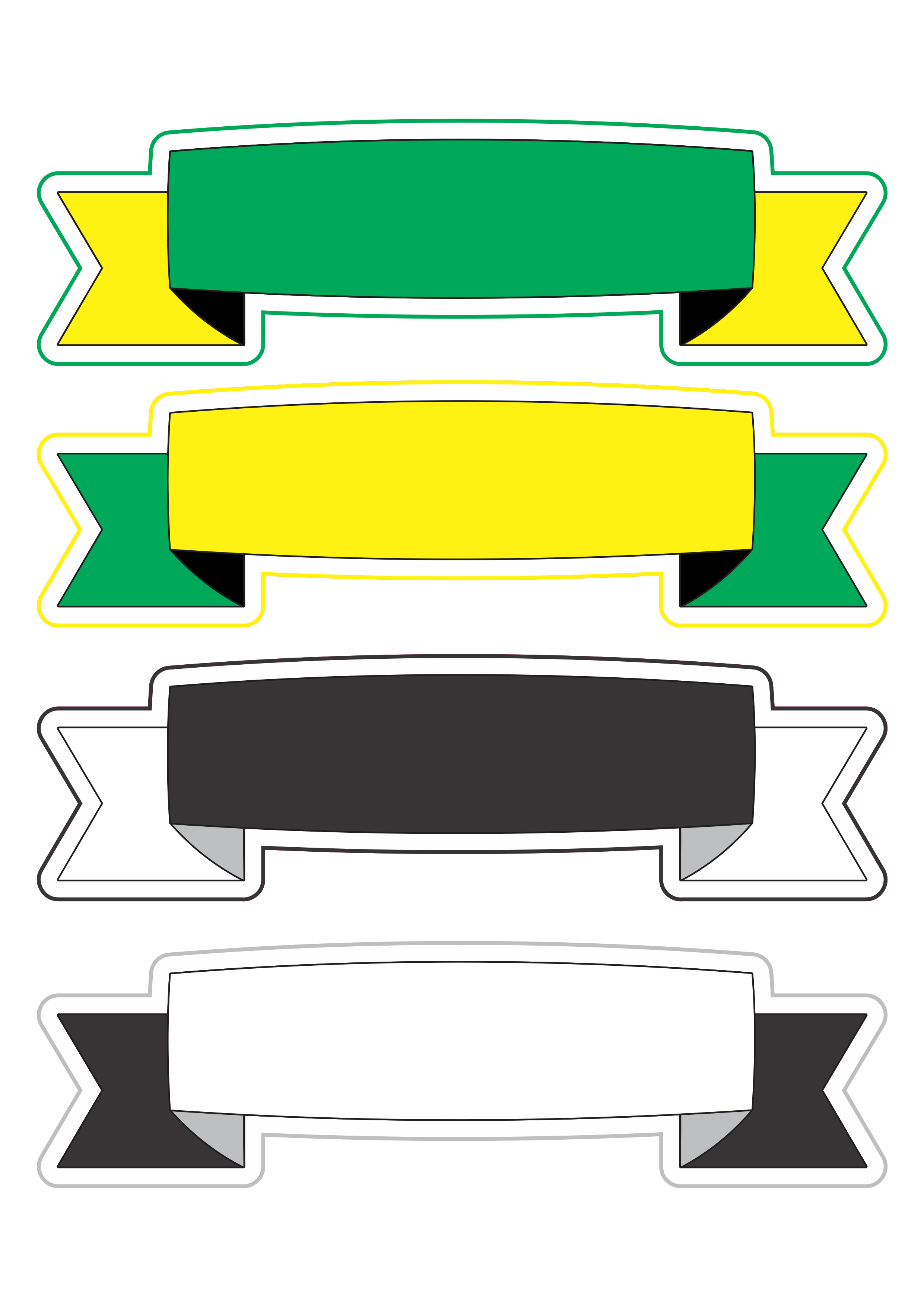 Faixas decorativas verde e amarelo e preto e branco png