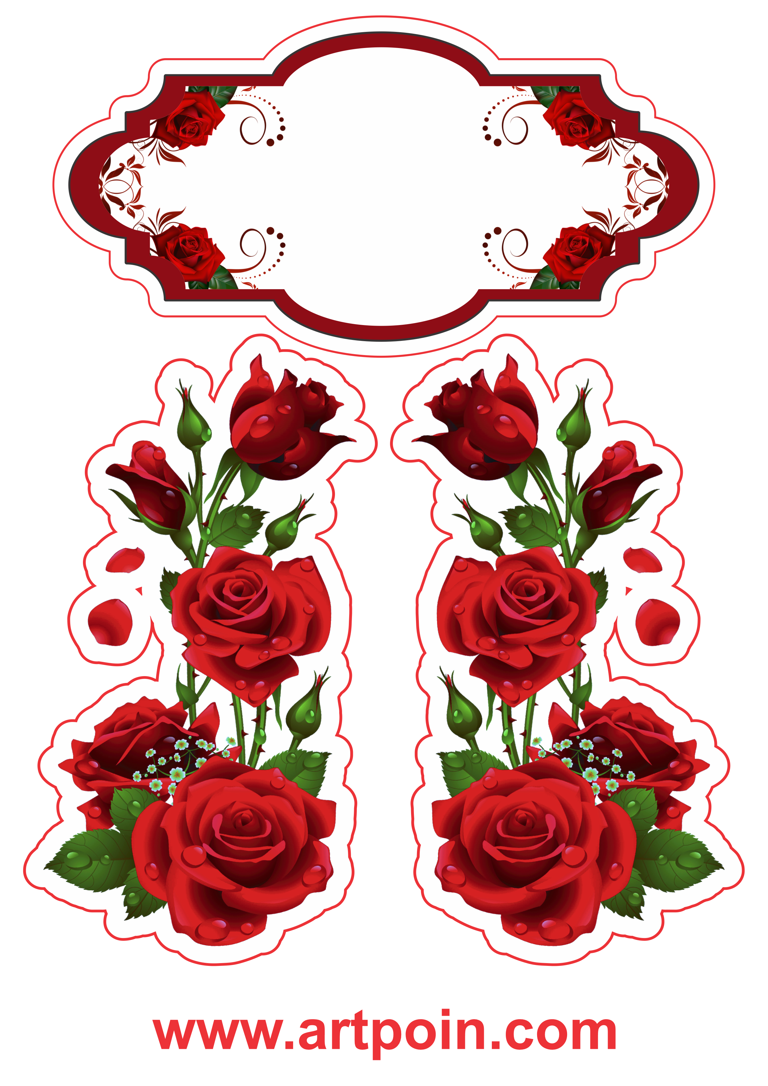 Flores rosas vermelhas topo de bolo aniversário png