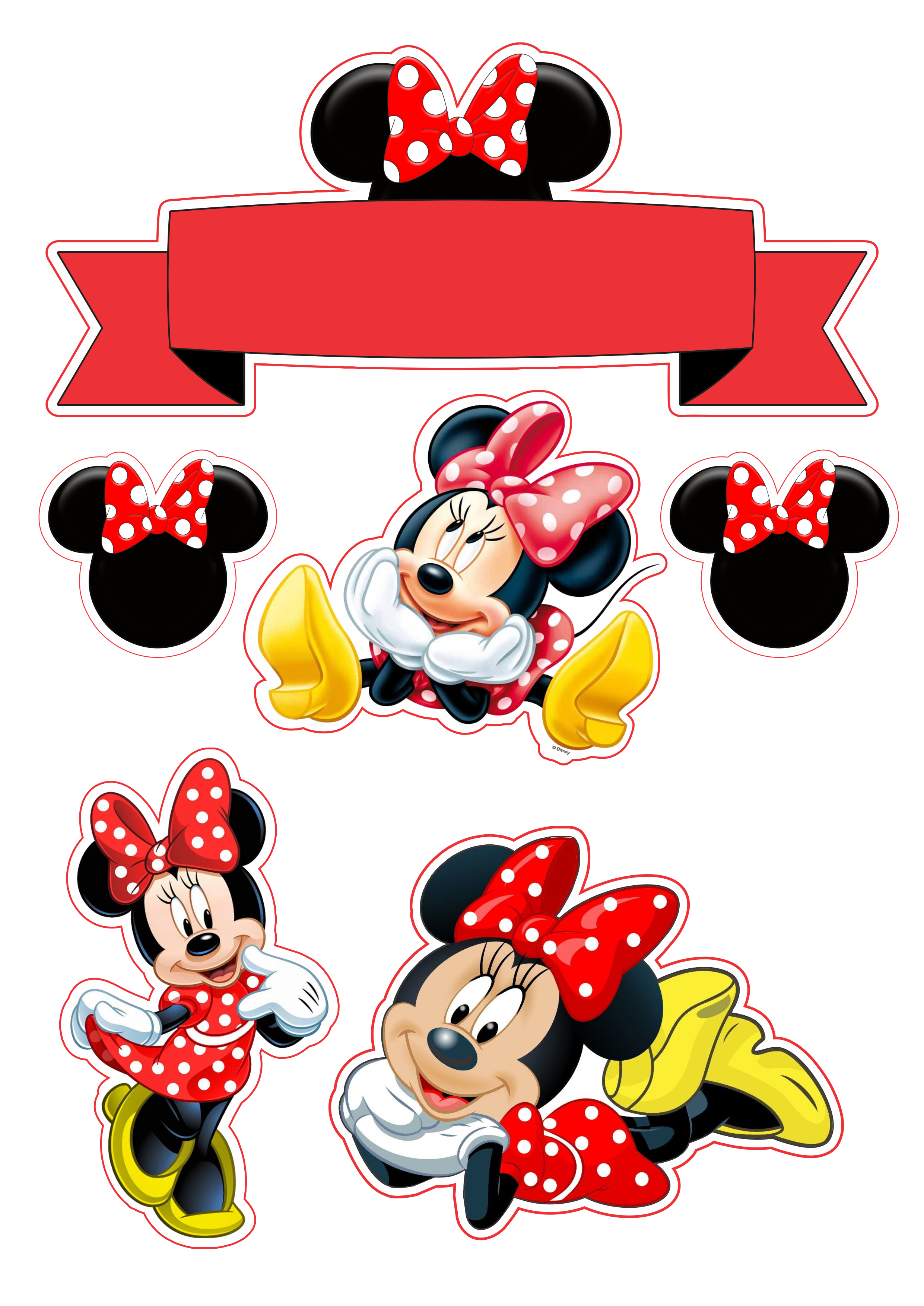 Topo de bolo Minnie Mouse decoração png