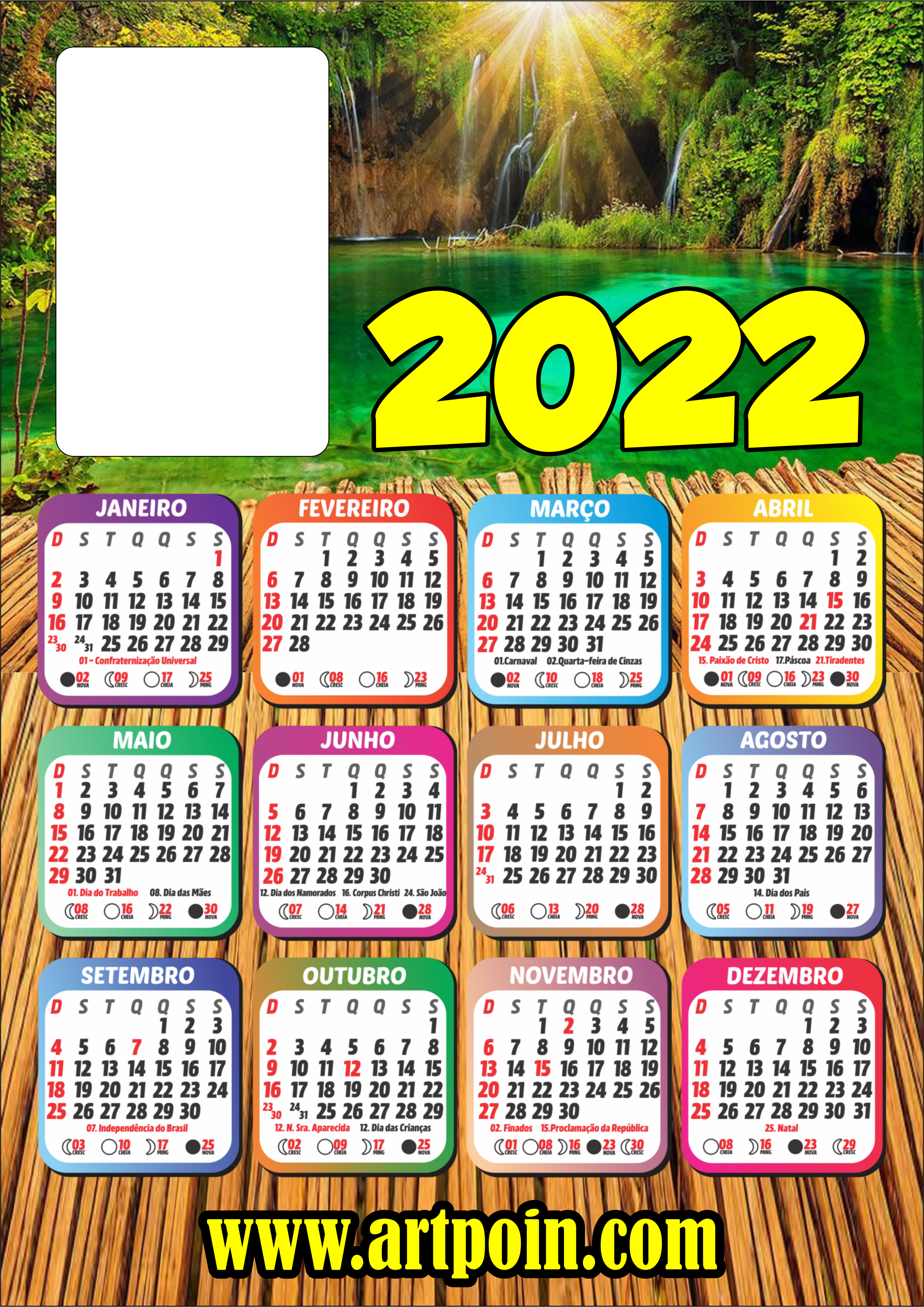 Calendário 2022 bela paisagem png
