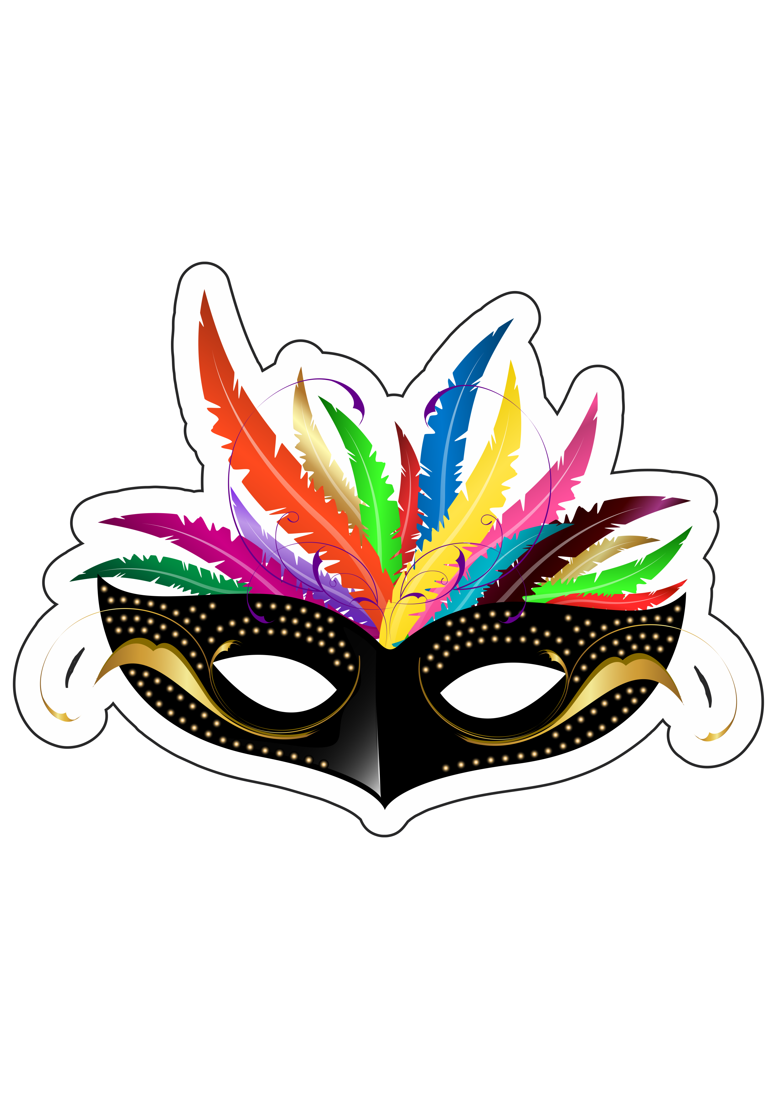 Máscara preta brilhante carnaval 2022 decoração e moldes png