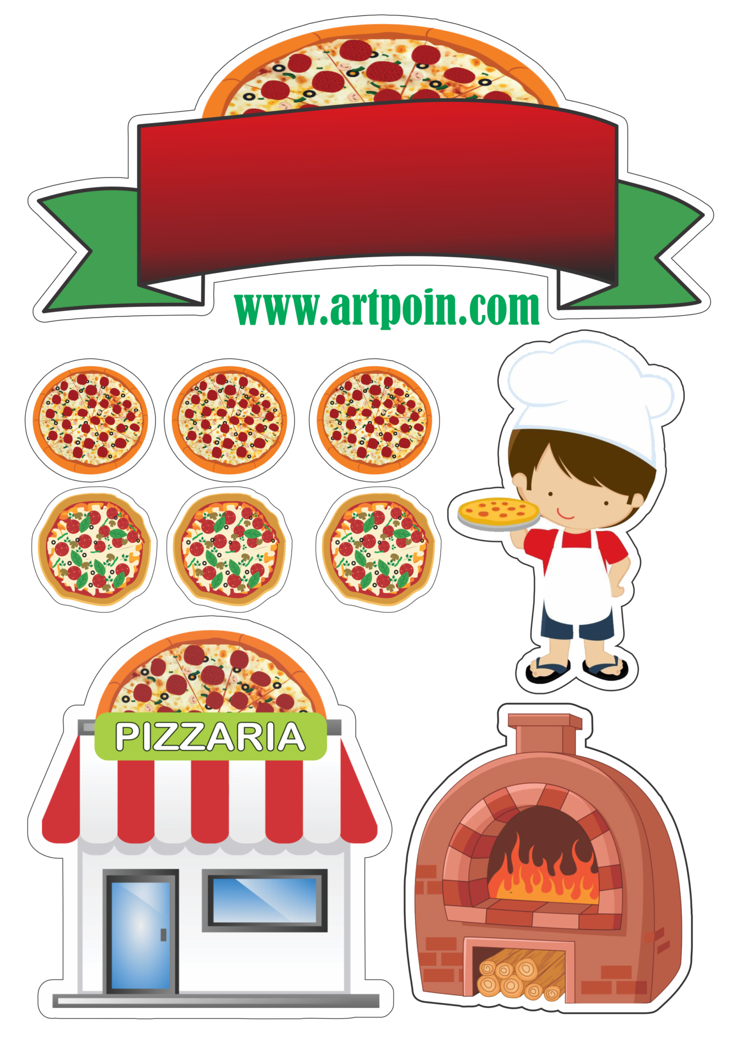 Lindo Topo De Bolo Com Tema Pizzaria Grátis Para Imprimir Png 3502