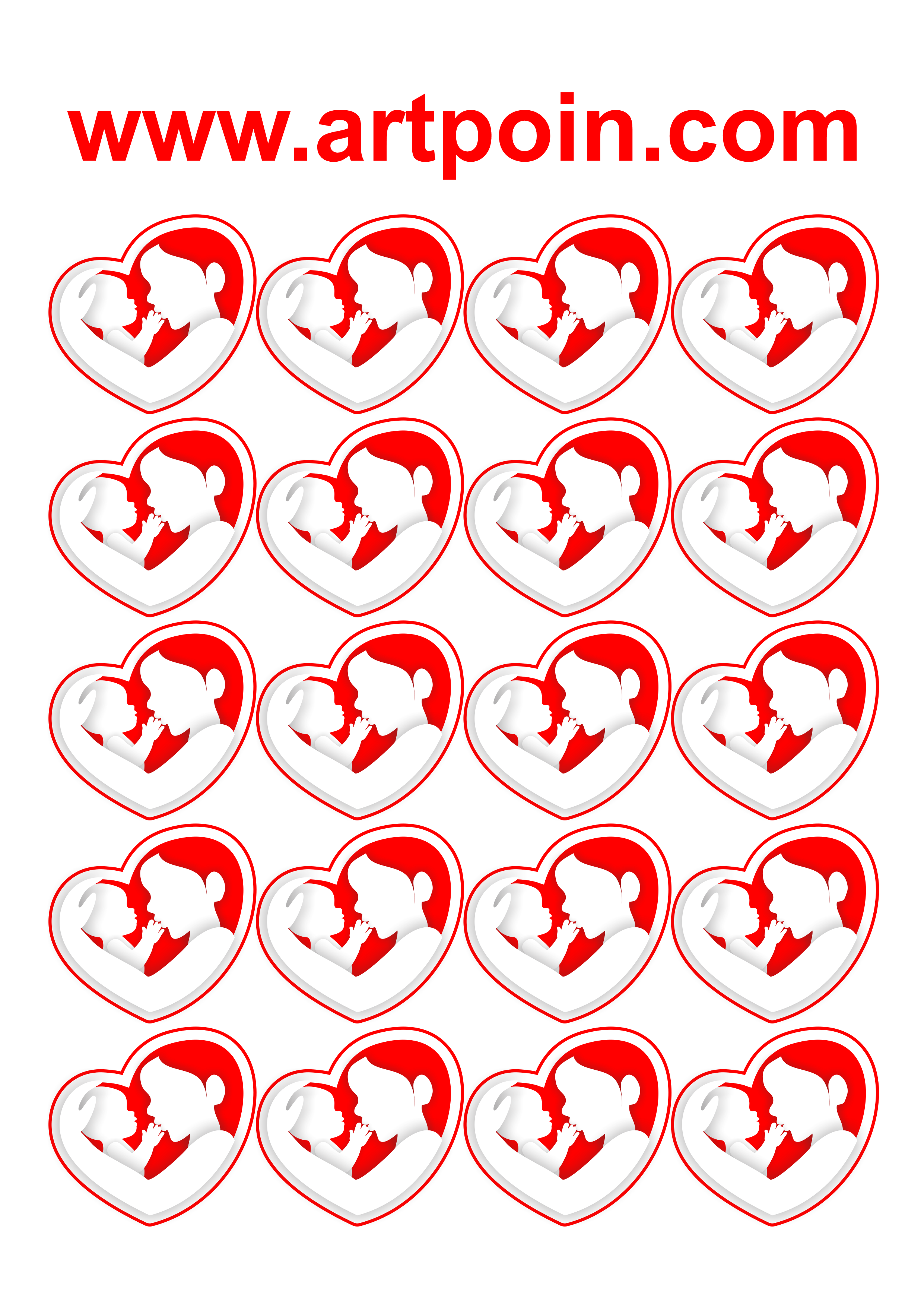 Corações vermelhos dia das mães adesivos personalizados png