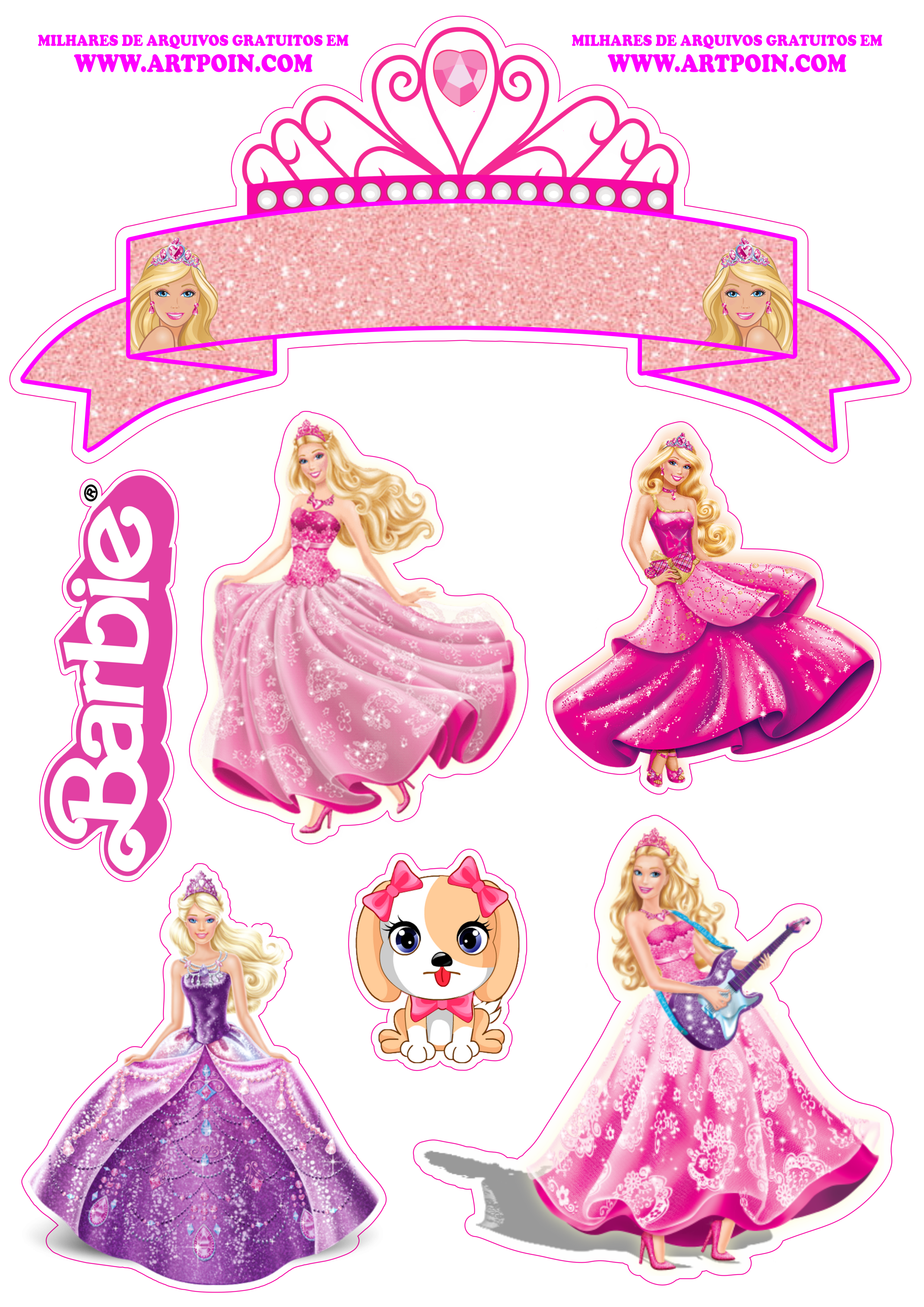 Topo de bolo Barbie princesa png