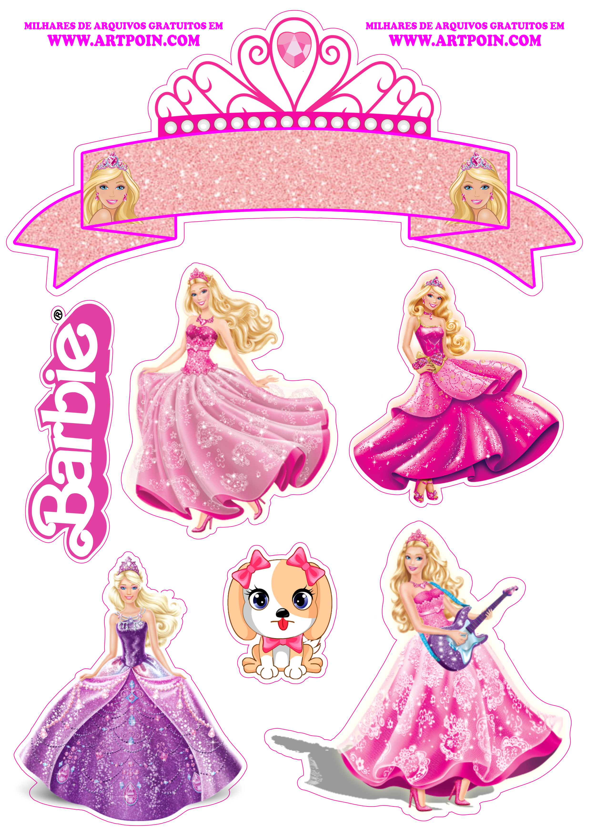 Topo de Bolo Barbie Princesa