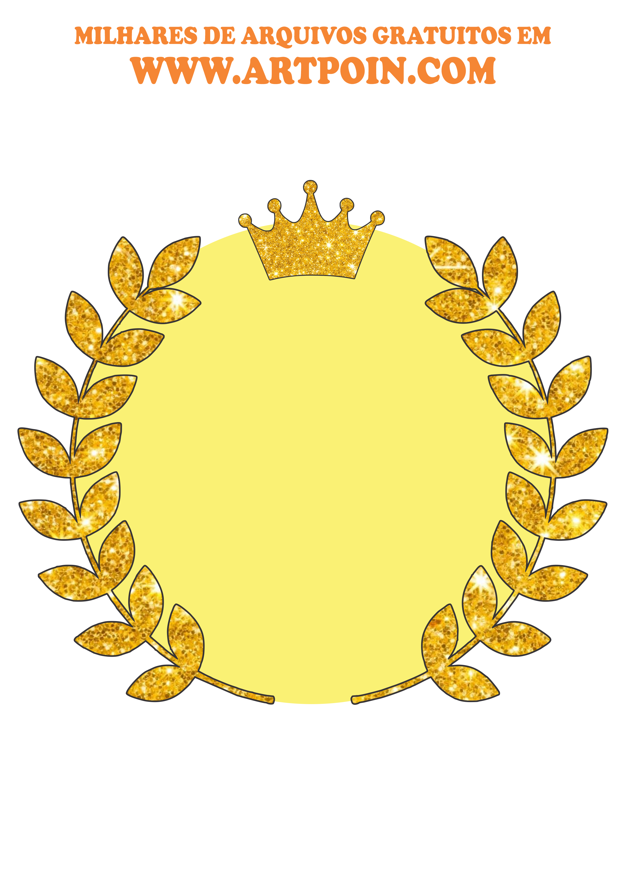 Logomarca circulo dourado ramos com coroa png