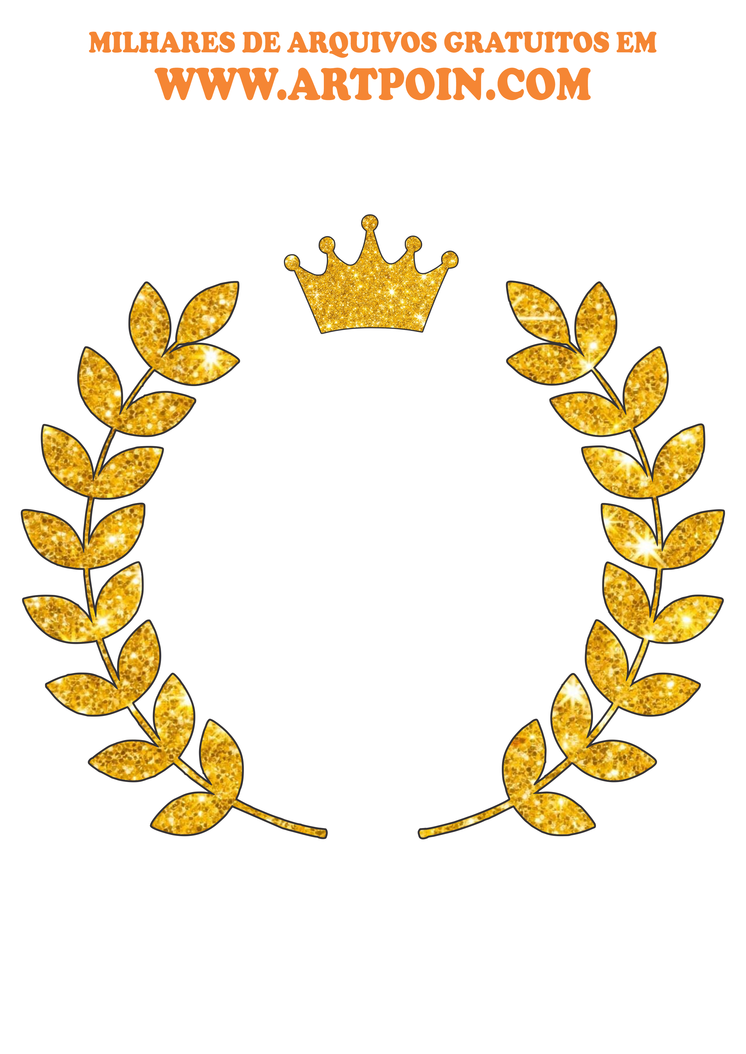 Logomarca ramos dourados com coroa png