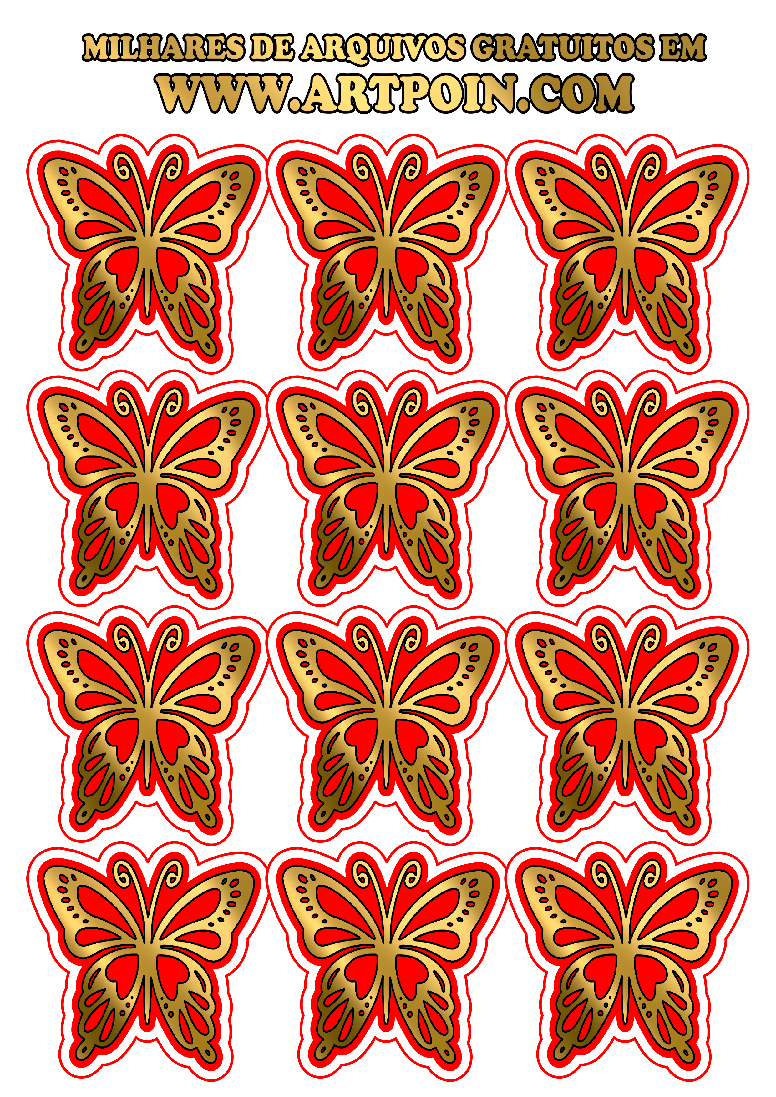 Tags borboletas douradas arquivo grátis para decoração png