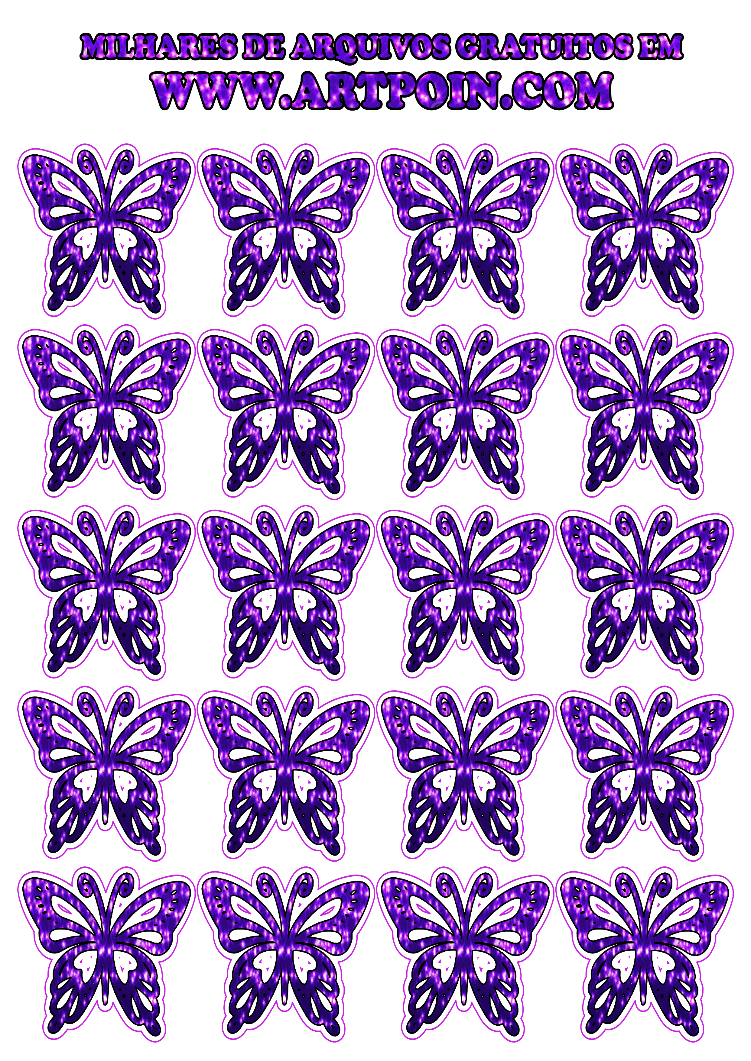 Tags borboletas brilhantes e decorativas png