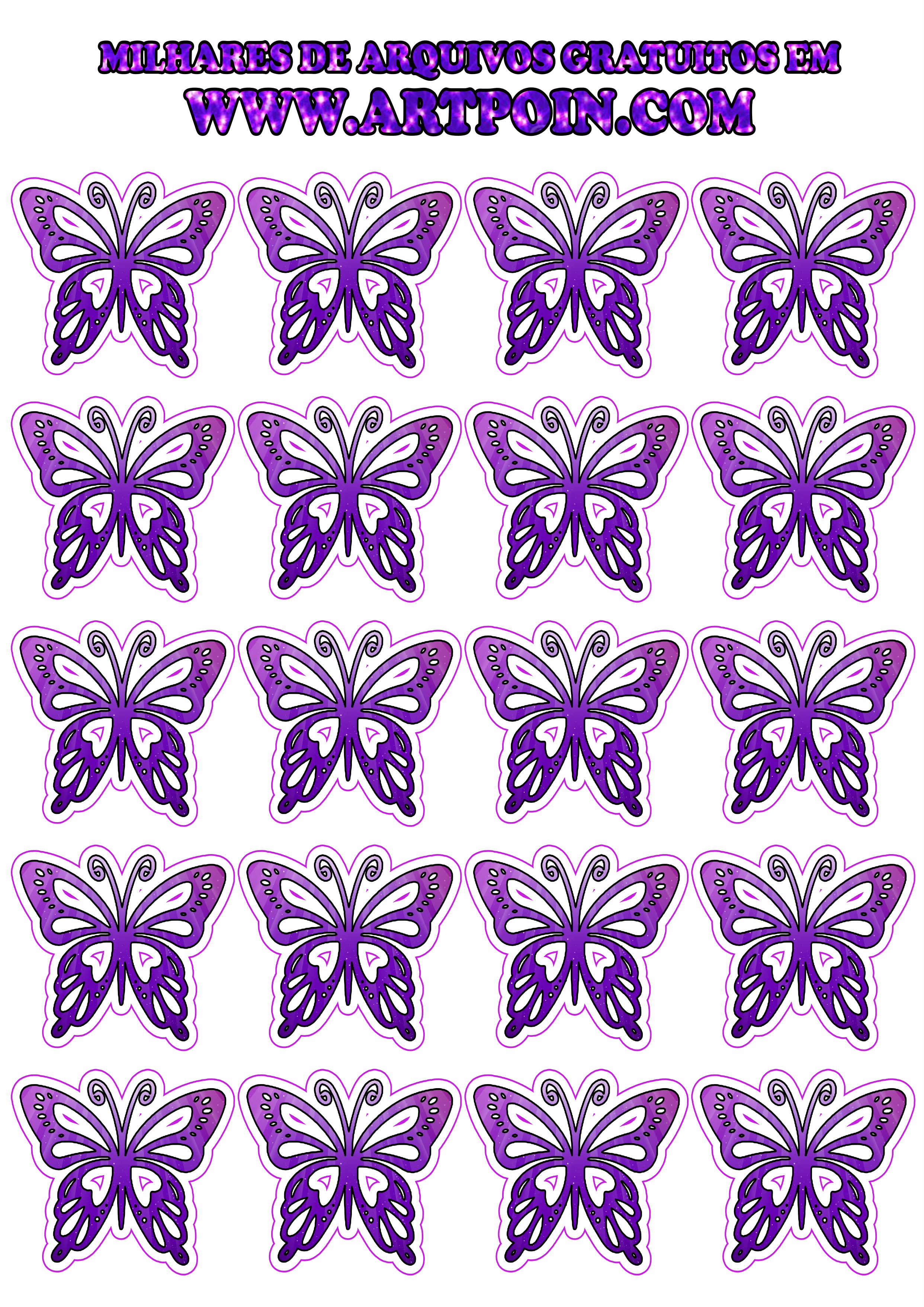 Lindas tags de borboletas prontas para imprimir e decorar png