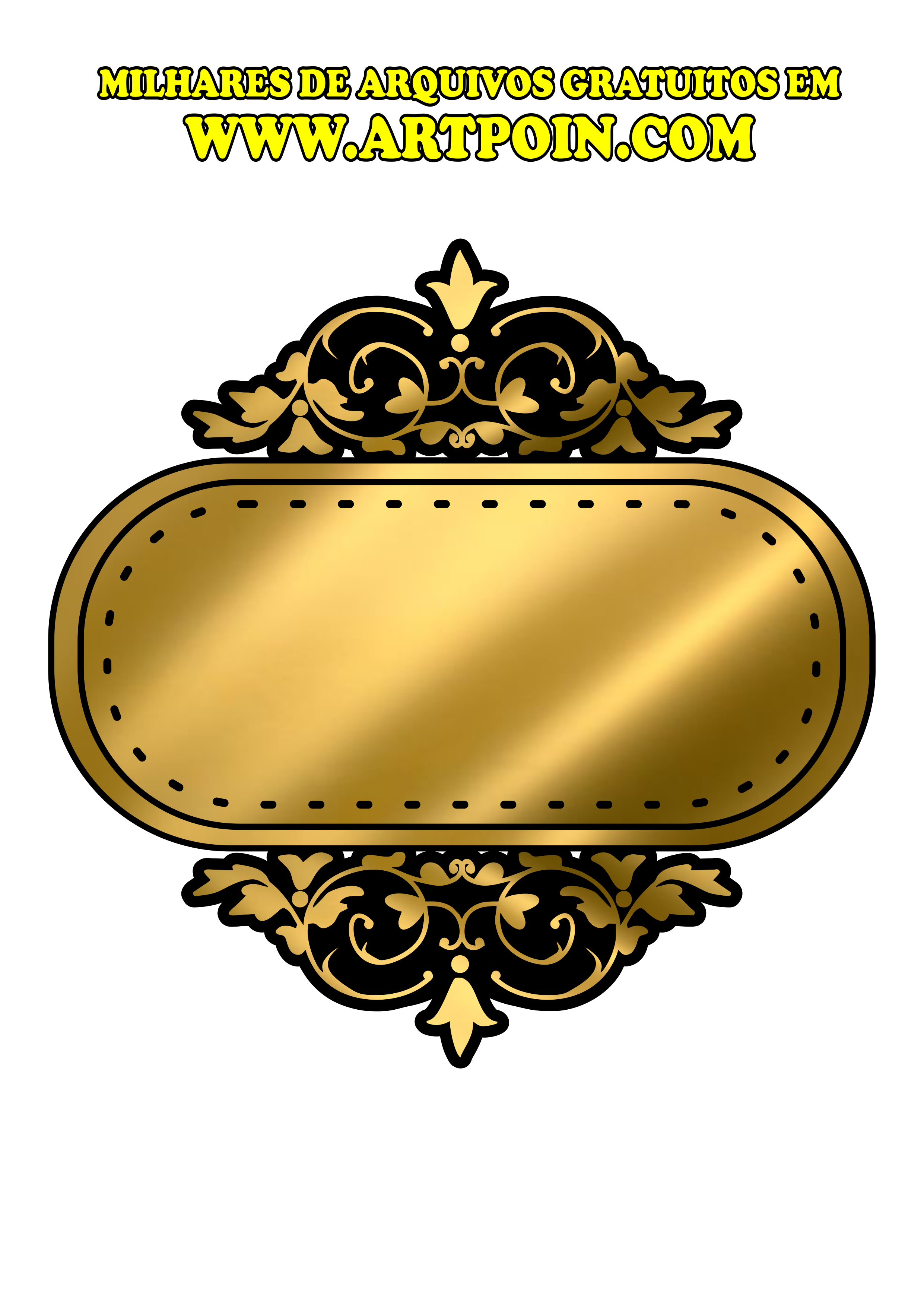 Plaquinha estilo logo dourada png