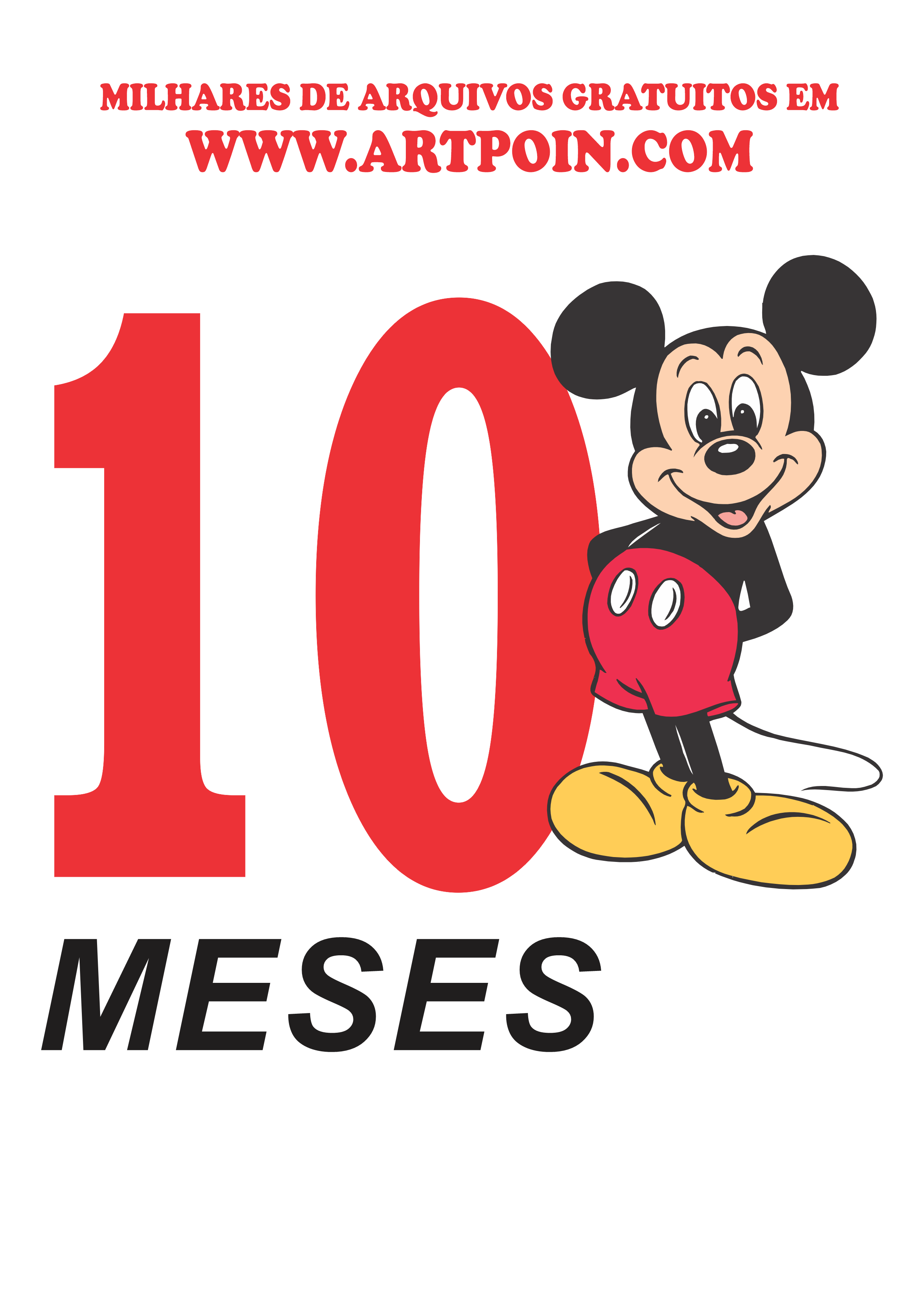 Mickey mesversário número 10 decoração para festa png