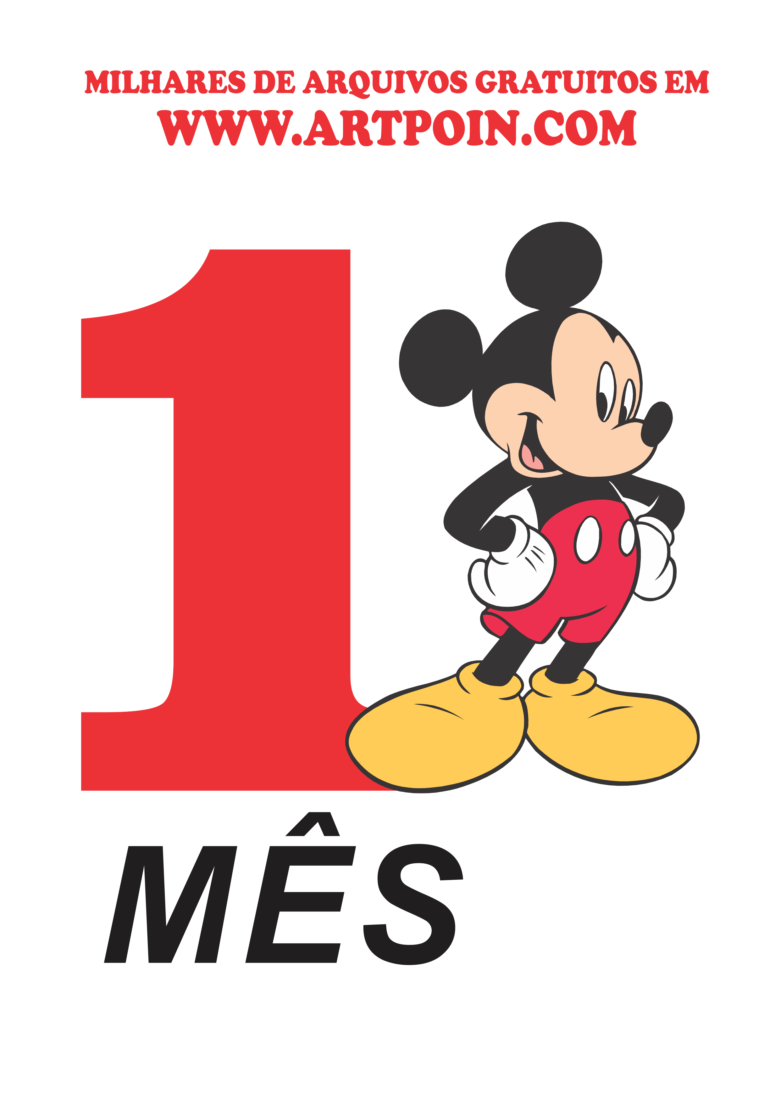 Mickey Mesversário número decoração para festa png