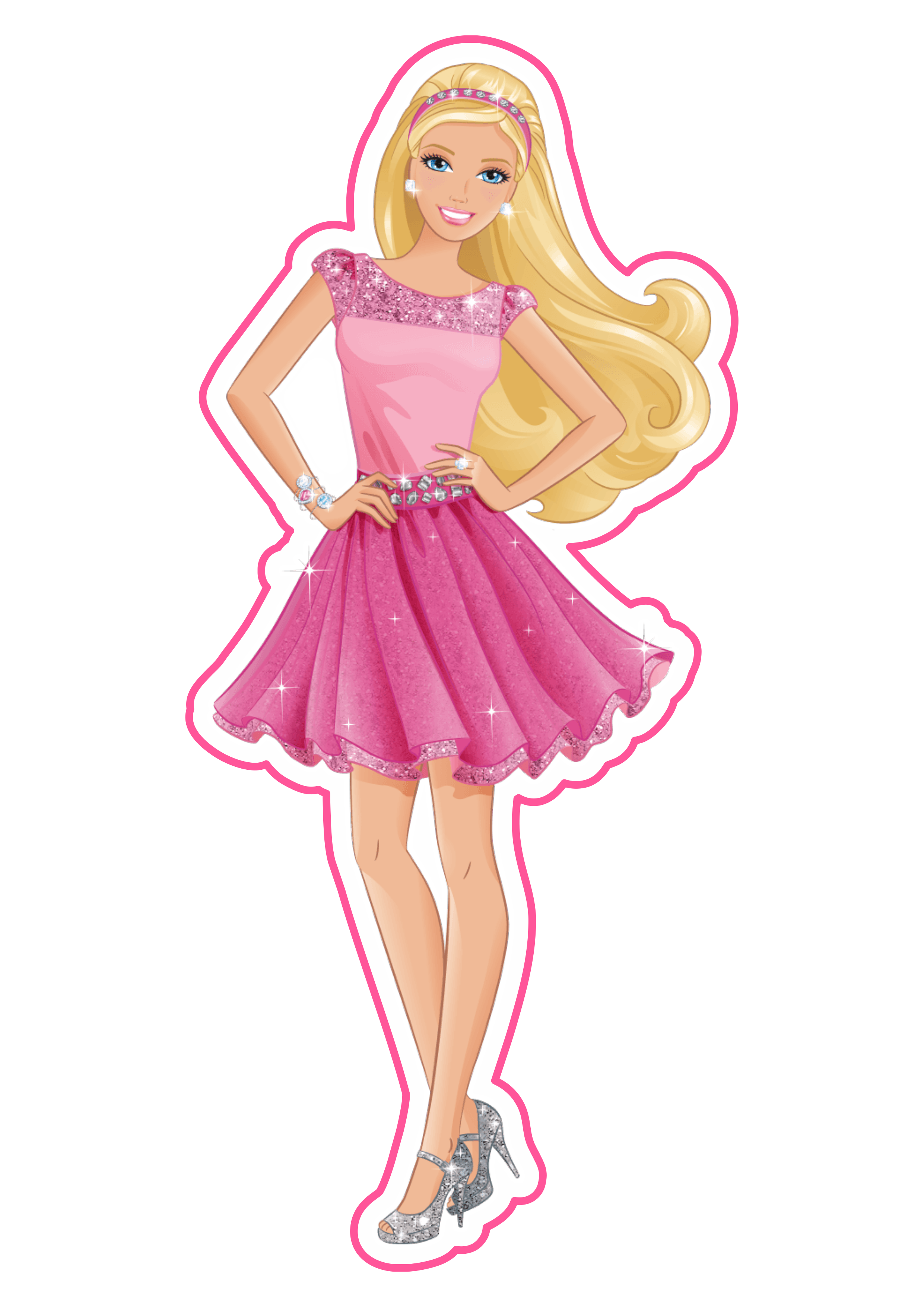 Barbie desenho lindo com contorno fundo transparente png