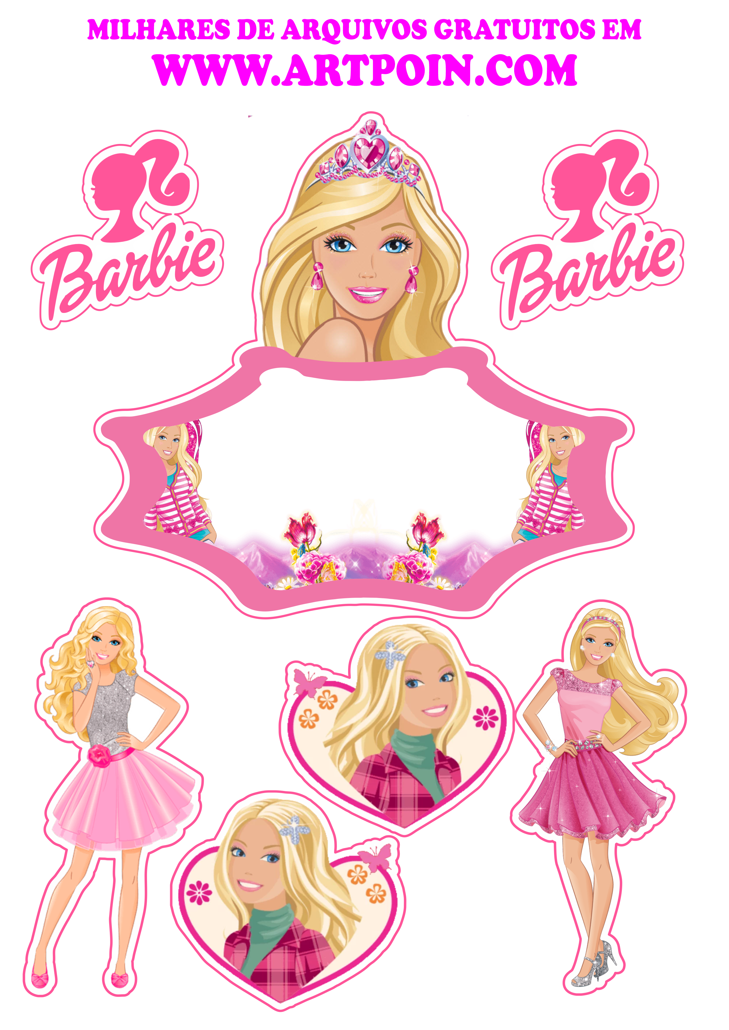 Topo Topper de Bolo Barbie P/ Impressão