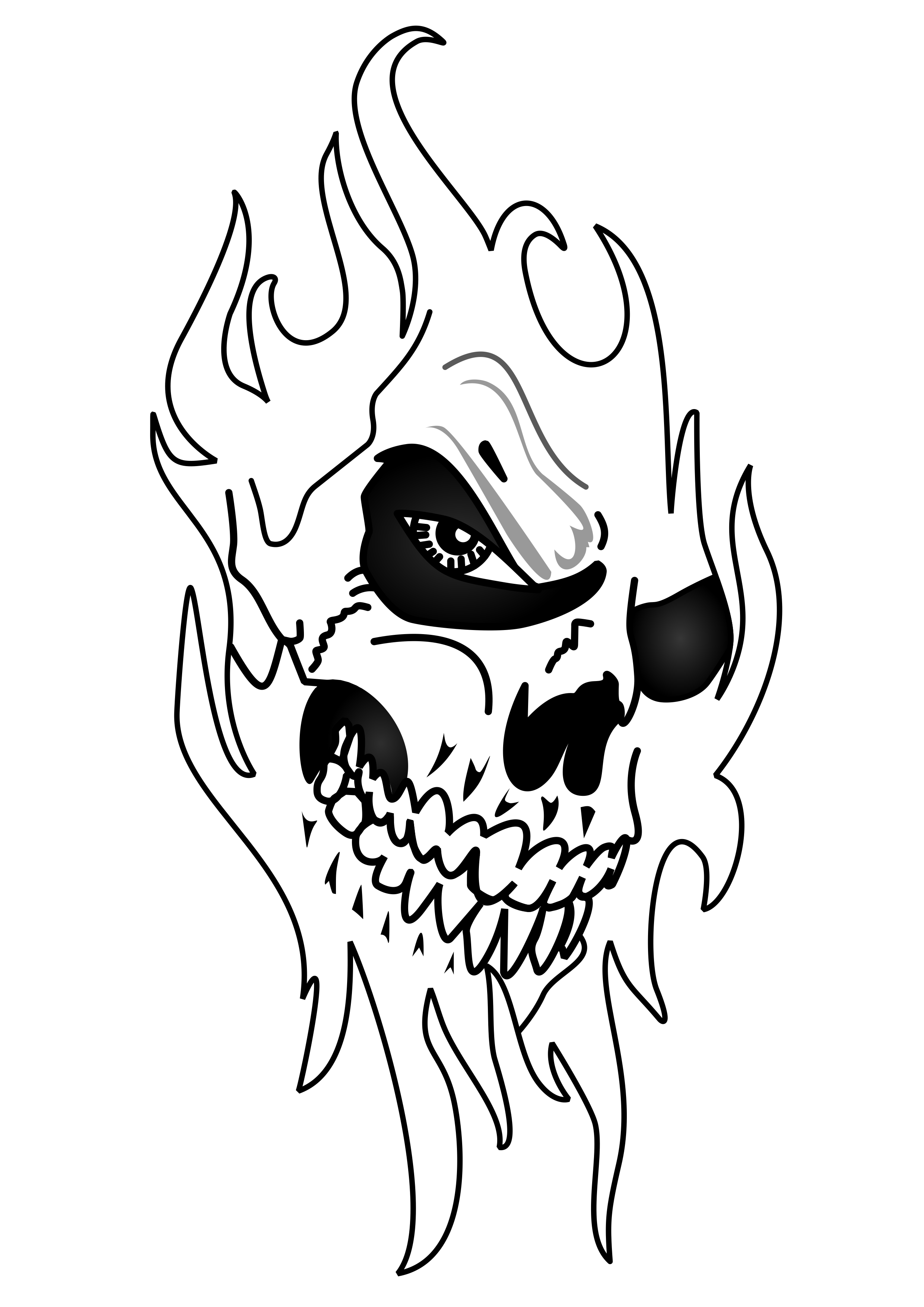 Desenho Tatuagem Caveira Fogo Png