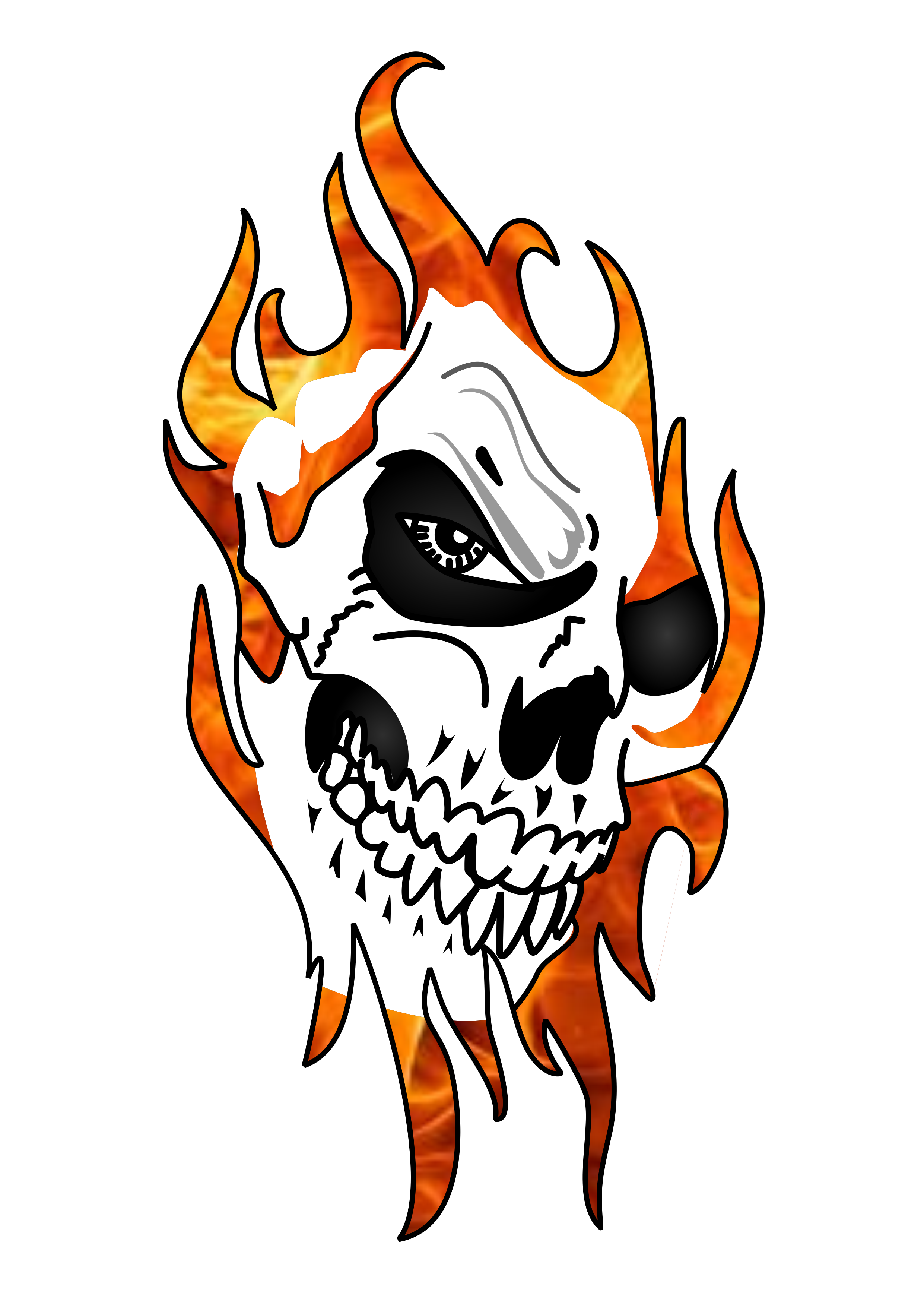 Desenho tatuagem caveira fogo png