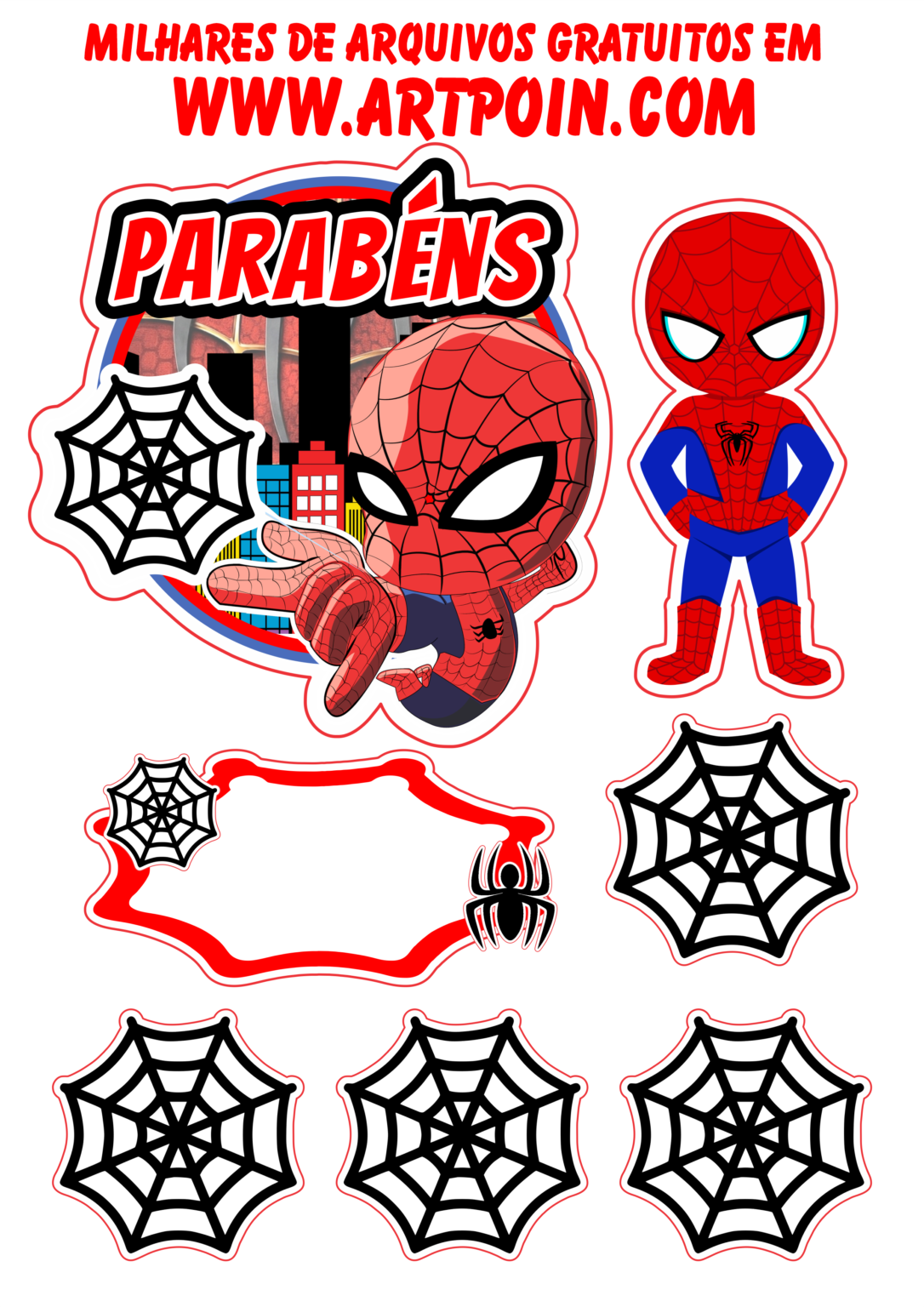 Spider Man Homem Aranha Topper De Bolo Para Festa Infantil Png