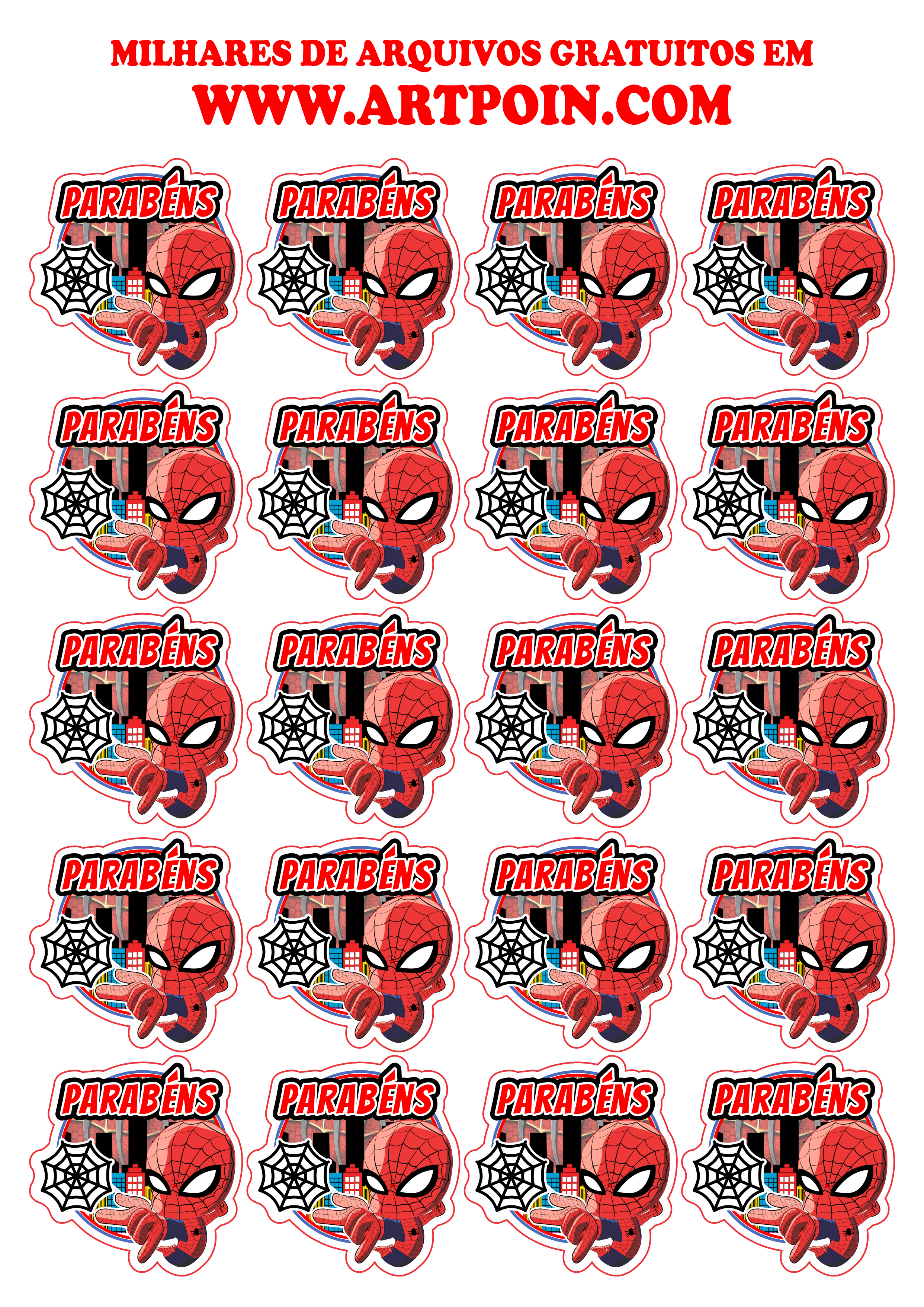 20 adesivos sticker homem aranha pronto para imprimir png