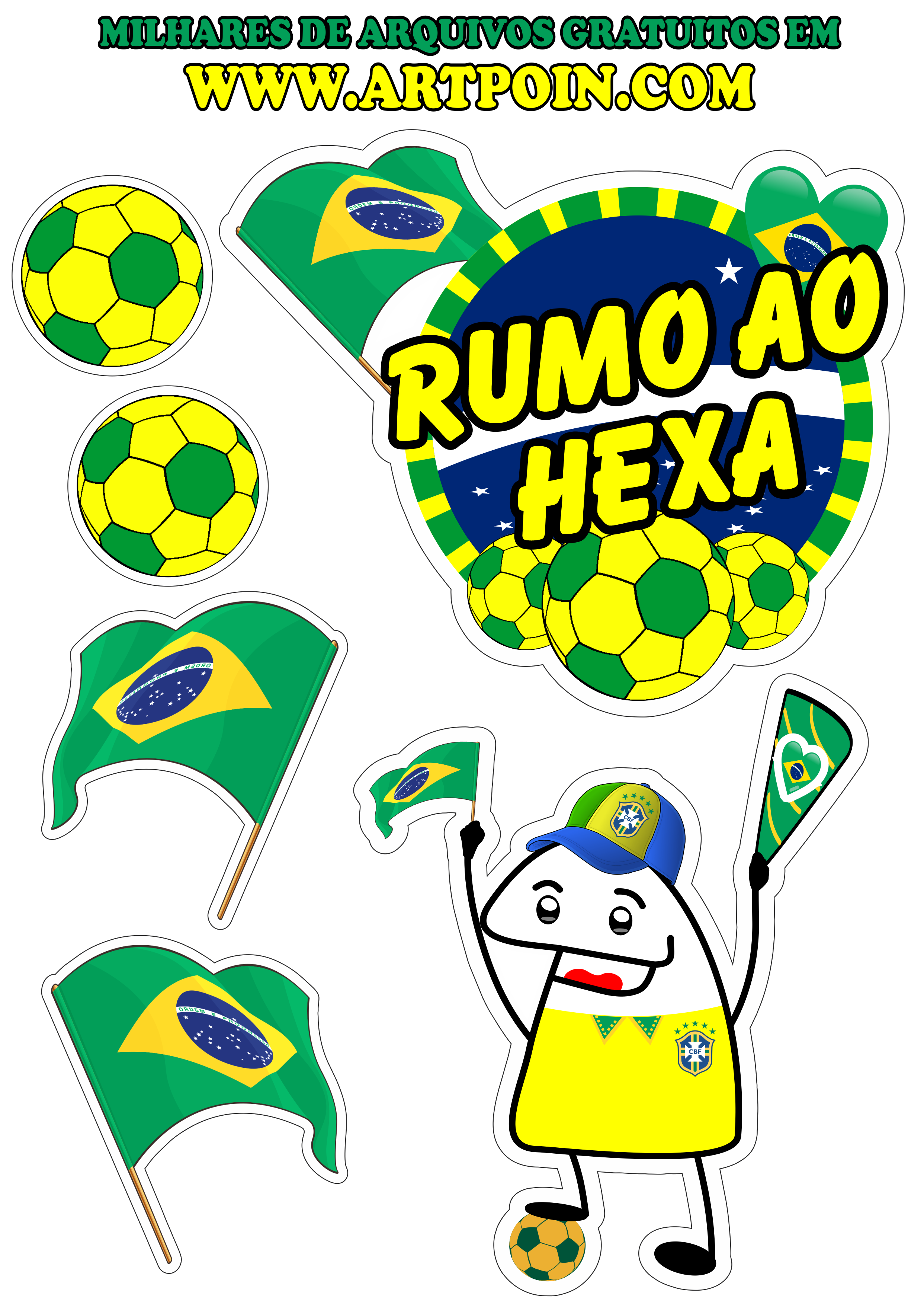 Copa do mundo 2022 topo de bolo brasil rumo ao hexa flork png