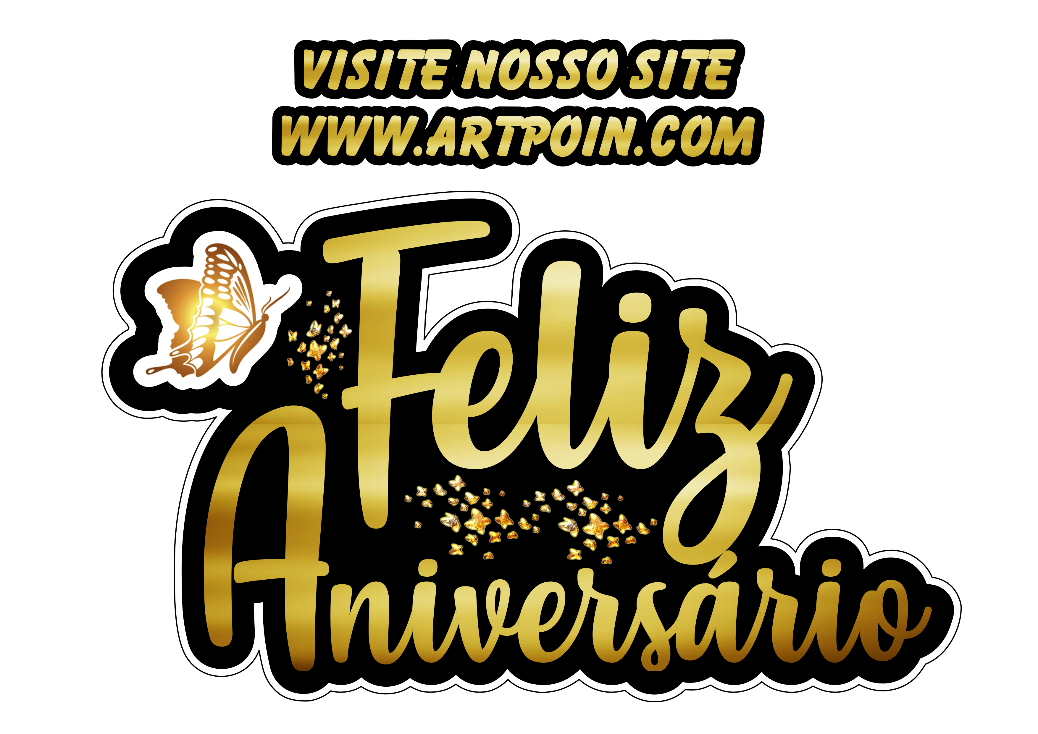 Feliz Aniversário Faixa Para Topo De Bolo Pronto Para Decorar E