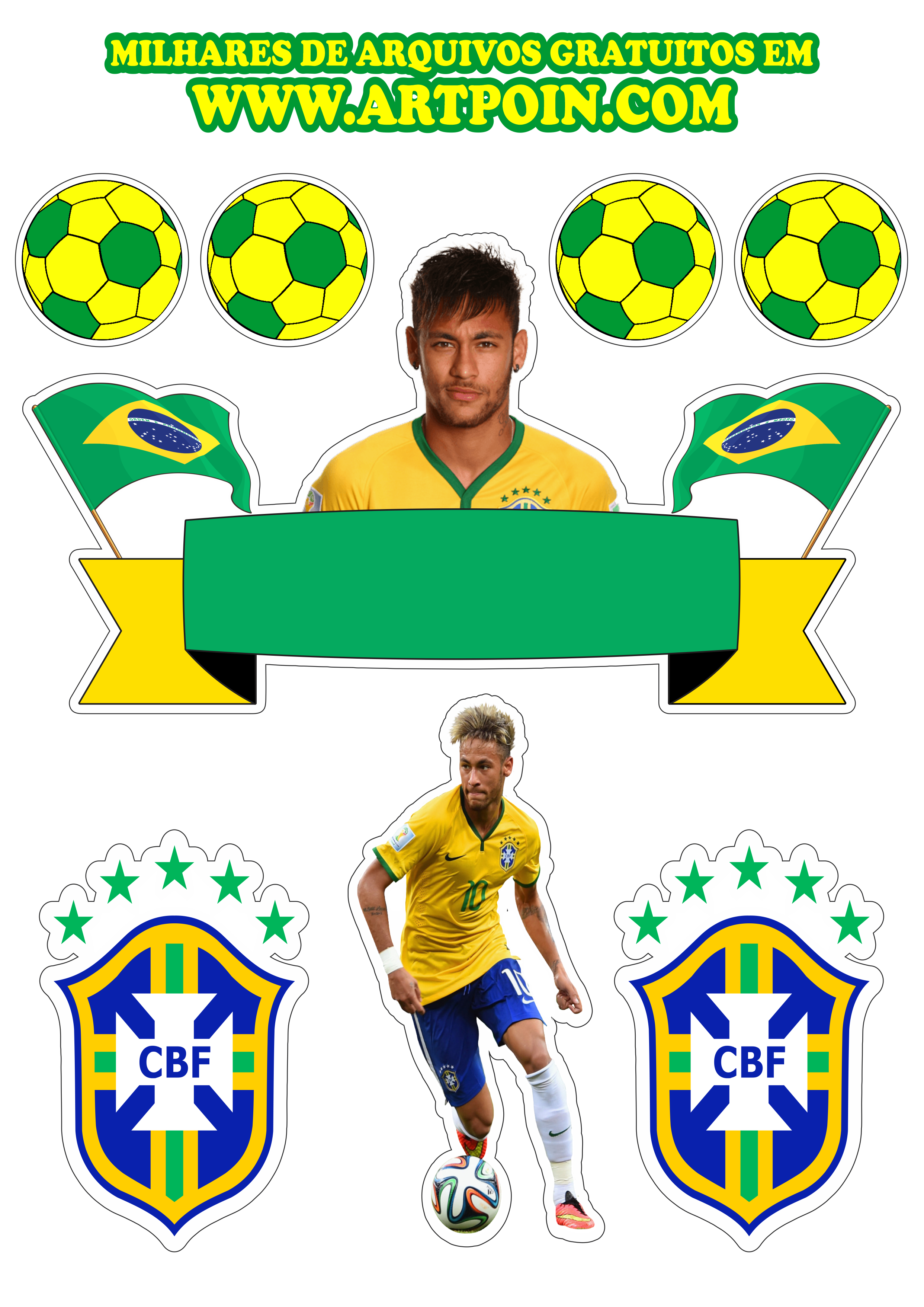 Topo de bolo copa do mundo 2022 neymar png