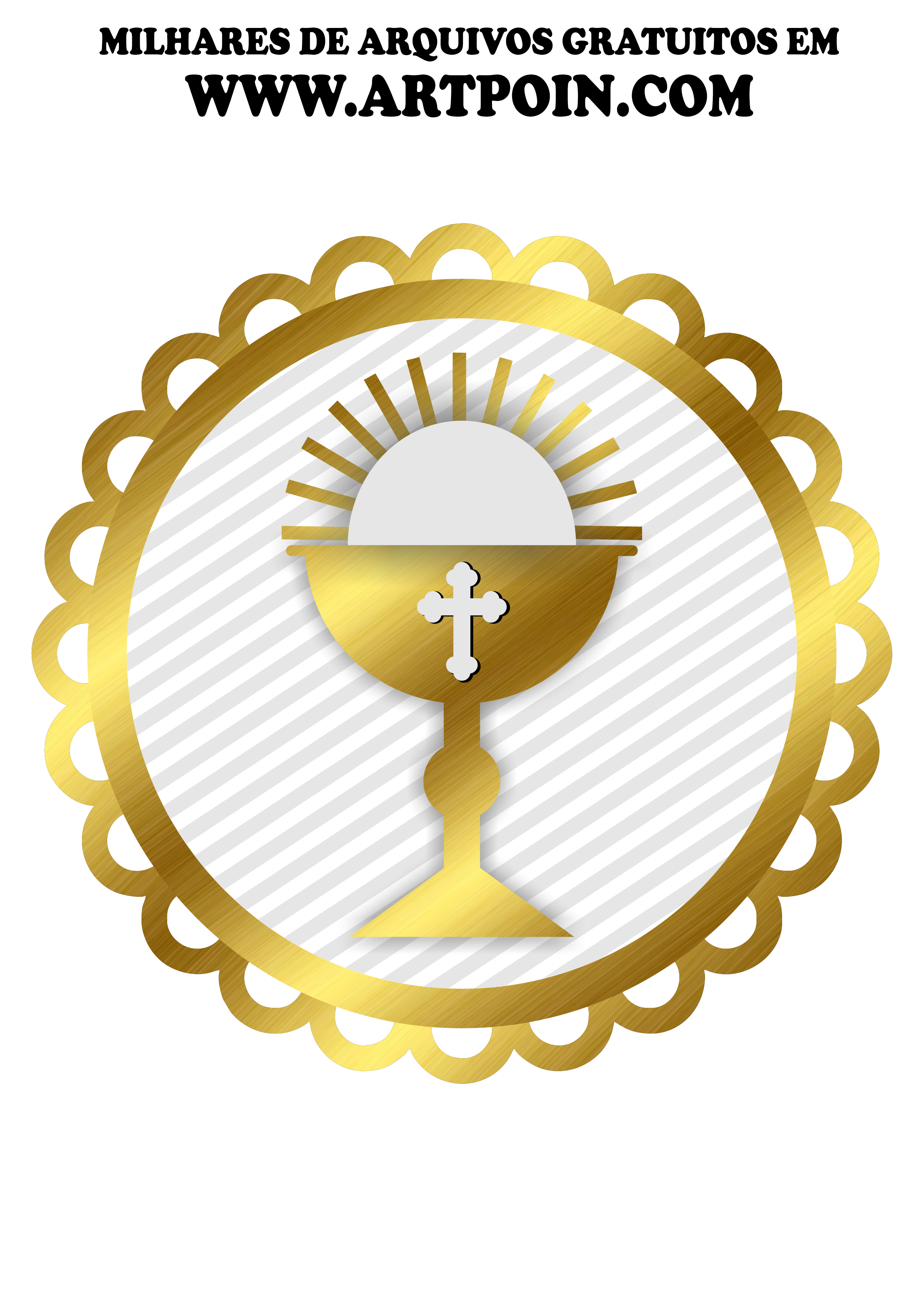 Símbolo religioso dourado crisma e primeira comunhão católica png