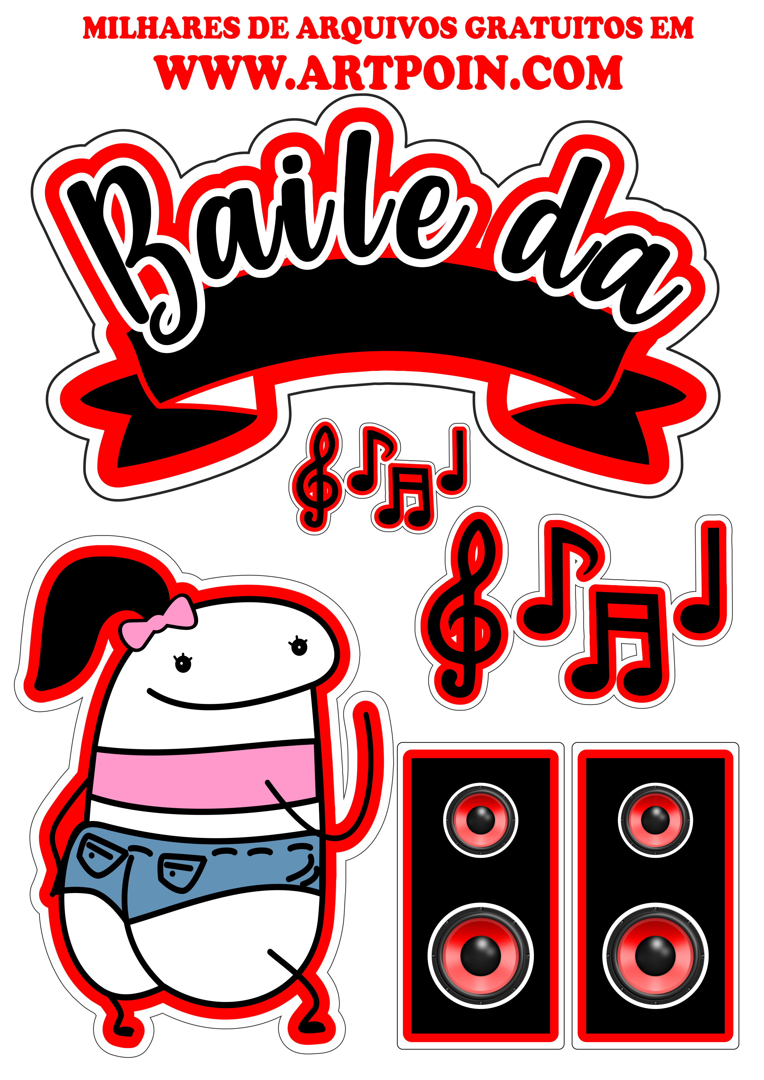 Topo de bolo baile funk flork engraçado png