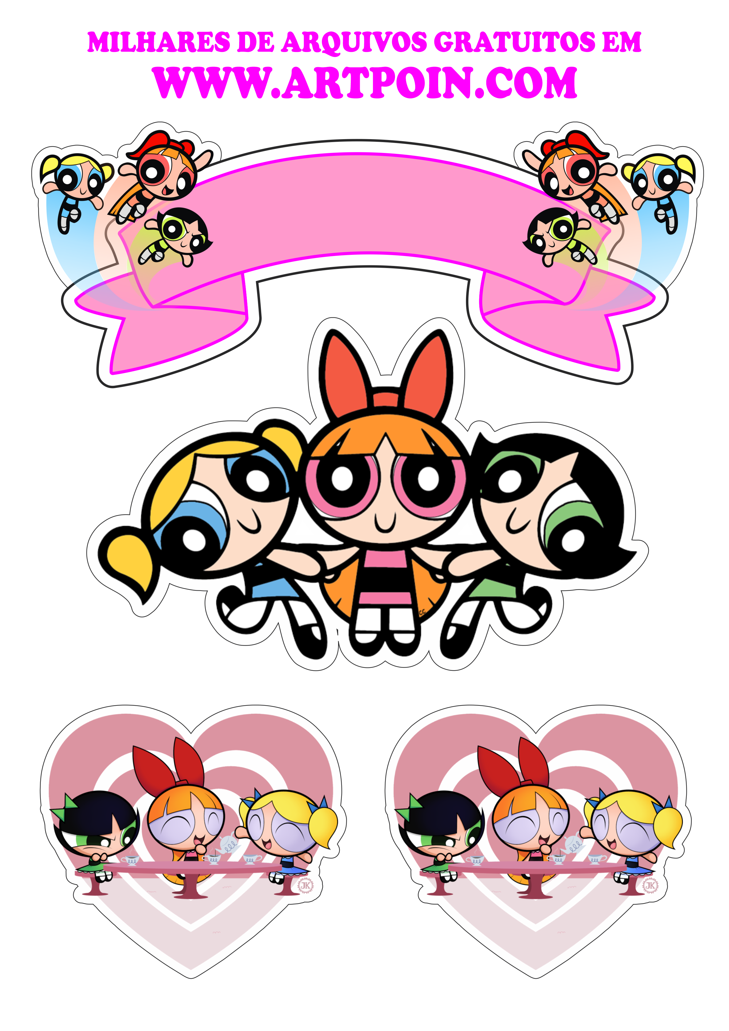 Topo de bolo meninas superpoderosas the powerpuff girls para decorar png