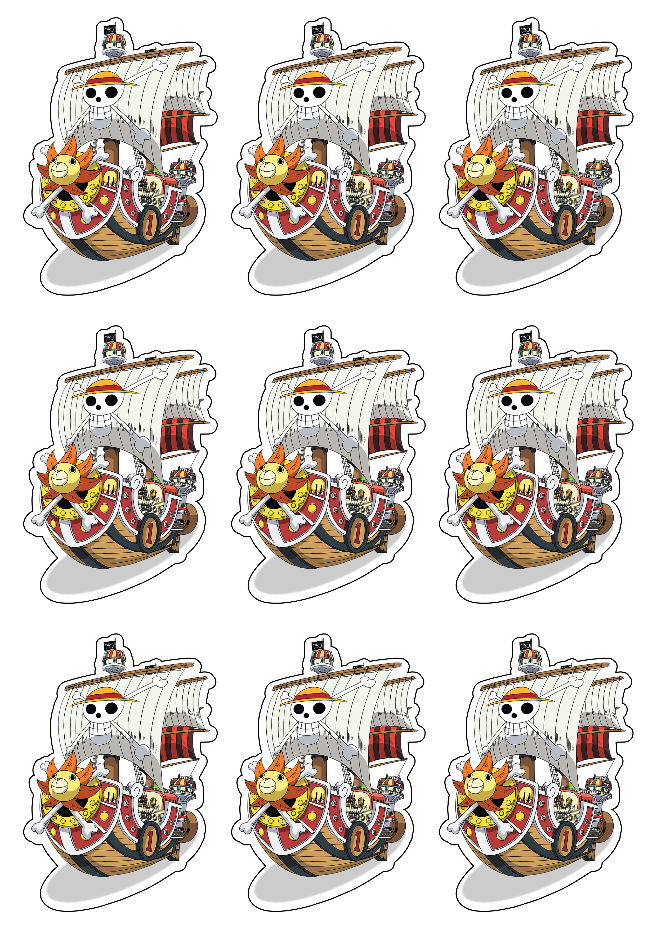 One piece sunny sticker tags para cupcakes png