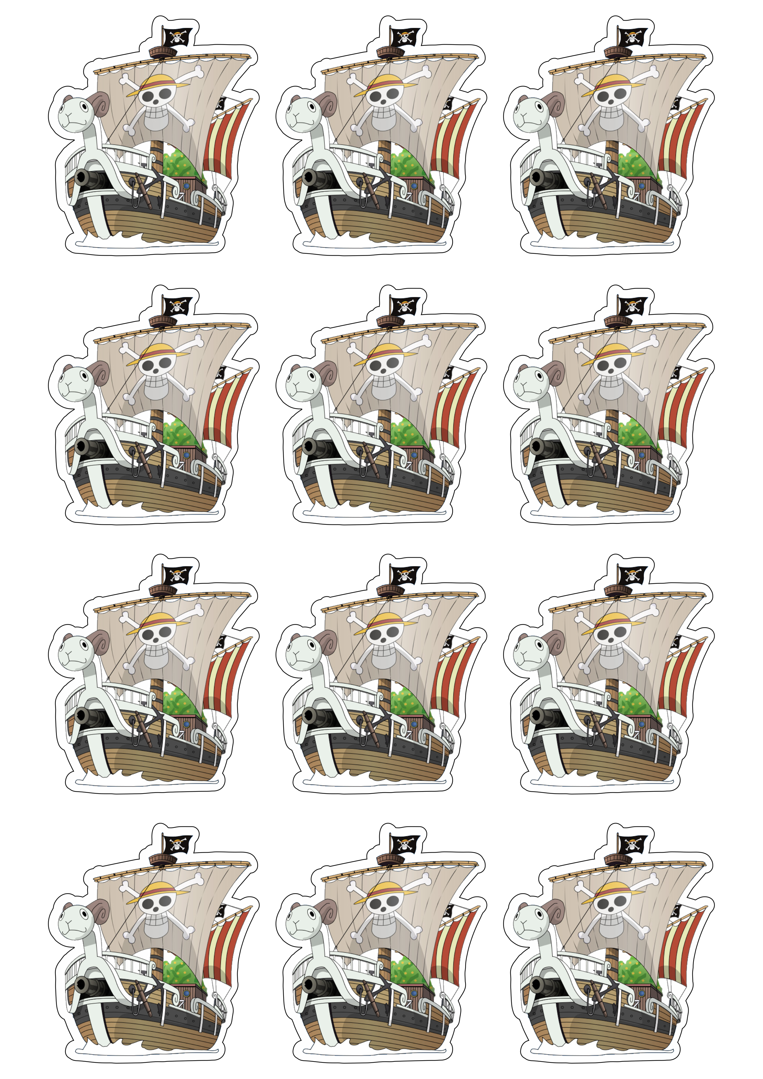 One piece going merry sticker tags para cupcakes png